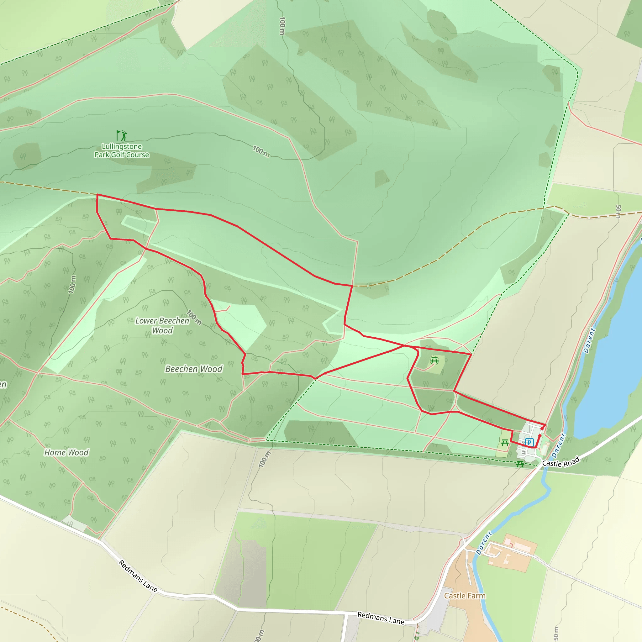 Lullingstone Country Park Loop mobile static map