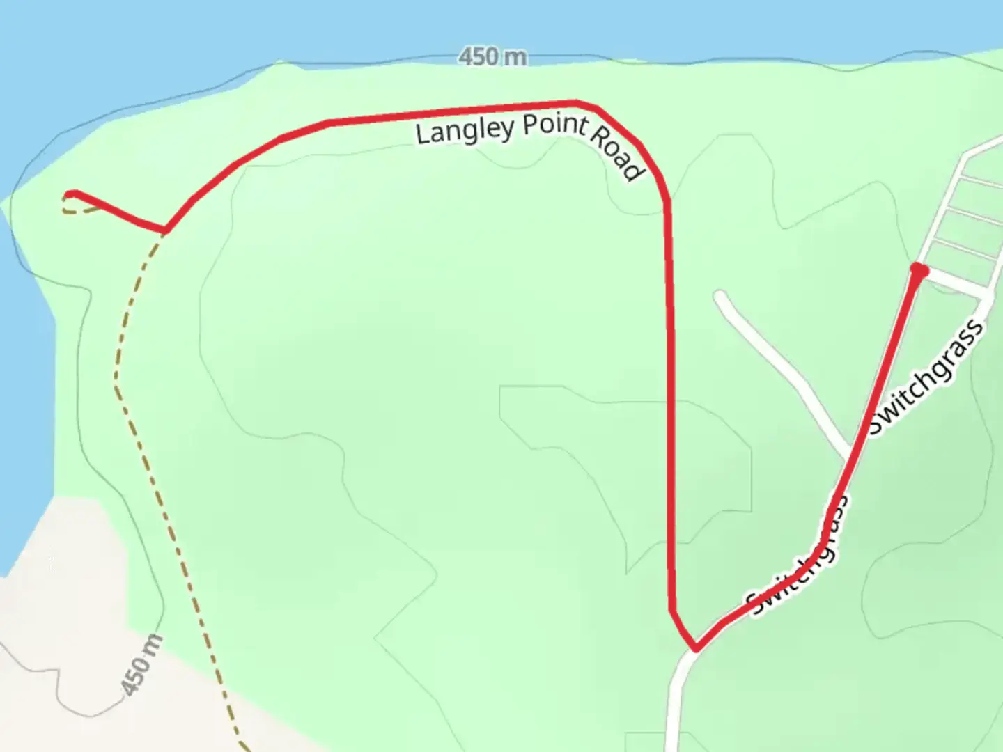 An image depicting the trail Langley Point Road Walk and its surrounding area.