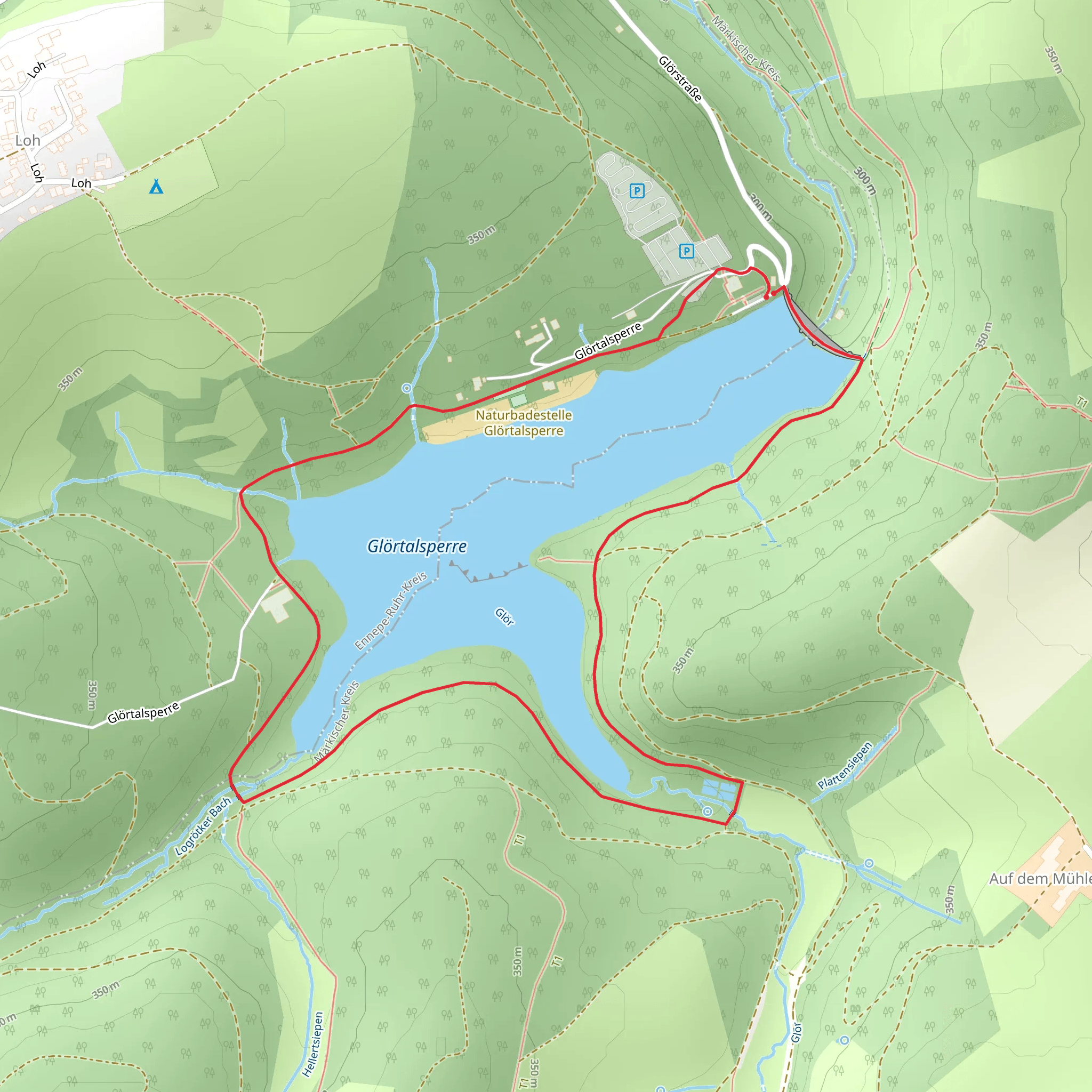Glörtalsperre Loop mobile static map