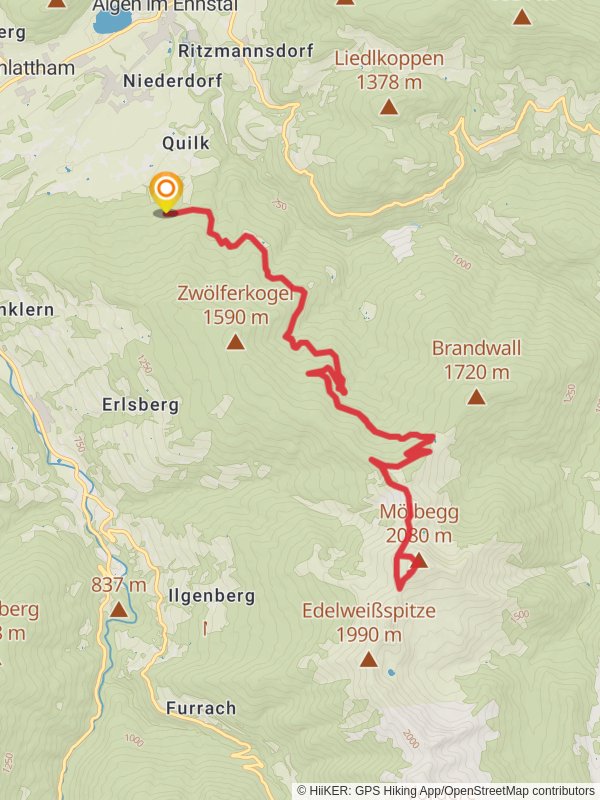 Mölbegg Way from Aigen mobile static map