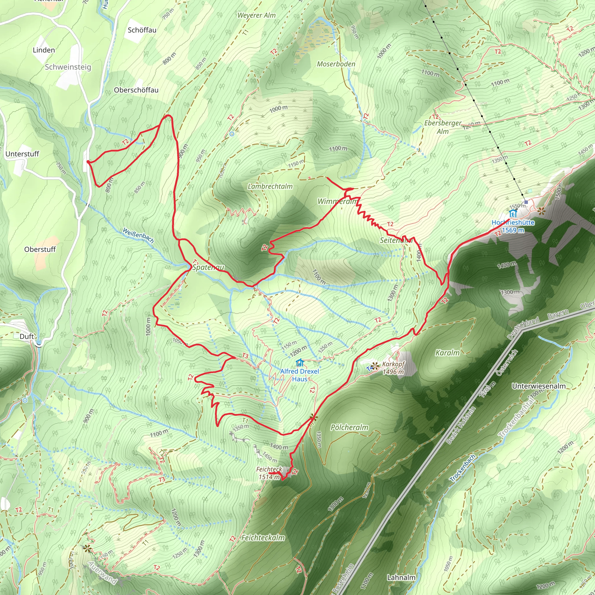 Wimmeralm, Hochrieshütte, Karkopf and Feichteck Loop mobile static map