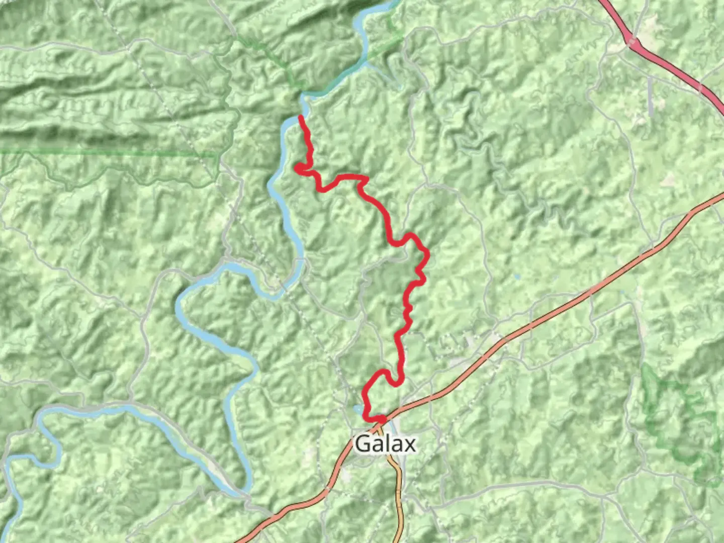 An image depicting the trail New River Trail from Galax and its surrounding area.
