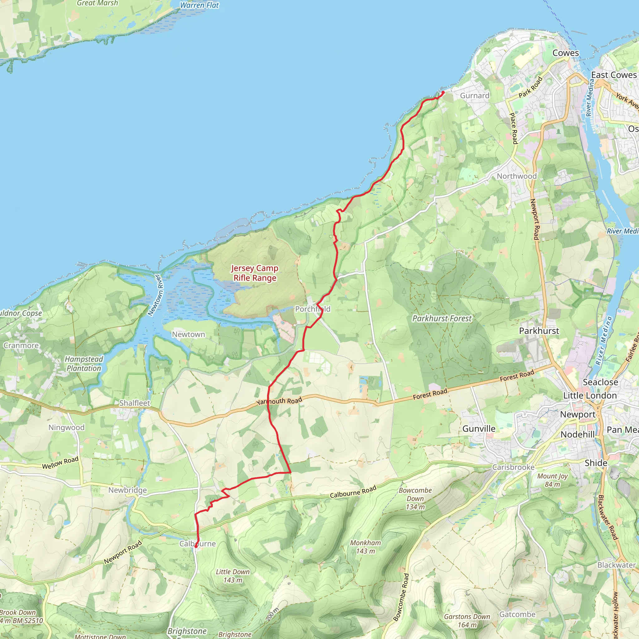 Crangies, Harelane Plantation and Gurnard Bay Walk mobile static map