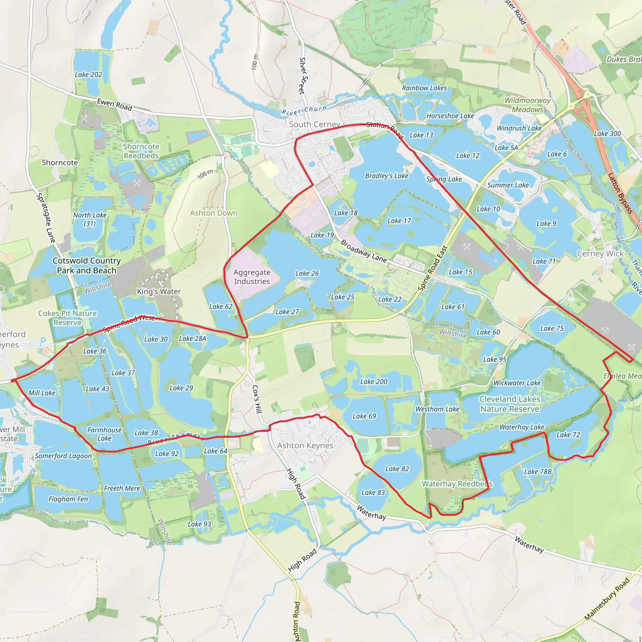Cotswold Water Park Loop mobile static map