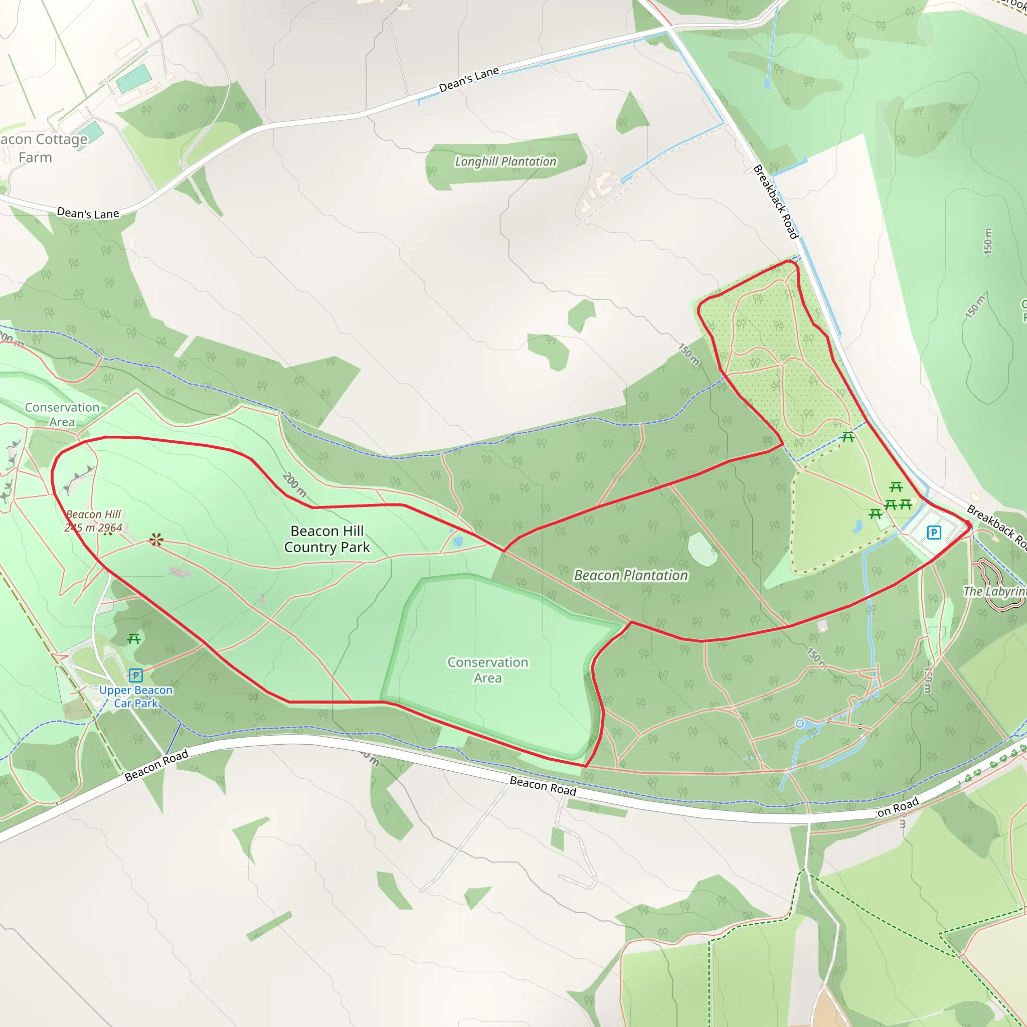 Beacon Hill Country Park Loop mobile static map