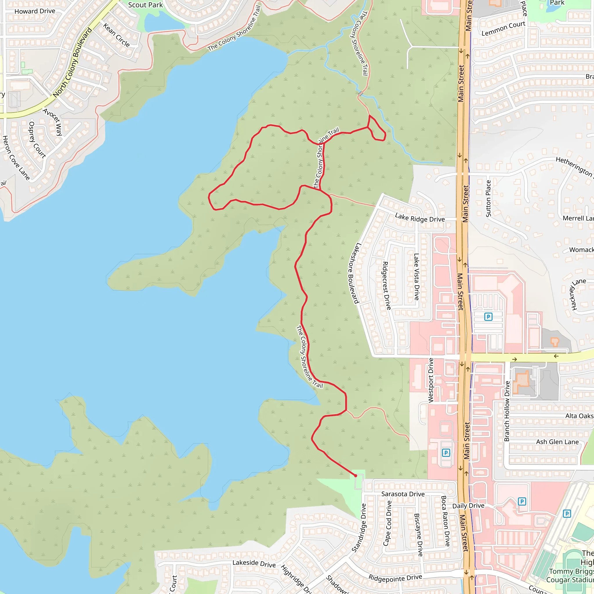 The Colony Shoreline Loop Trail mobile static map