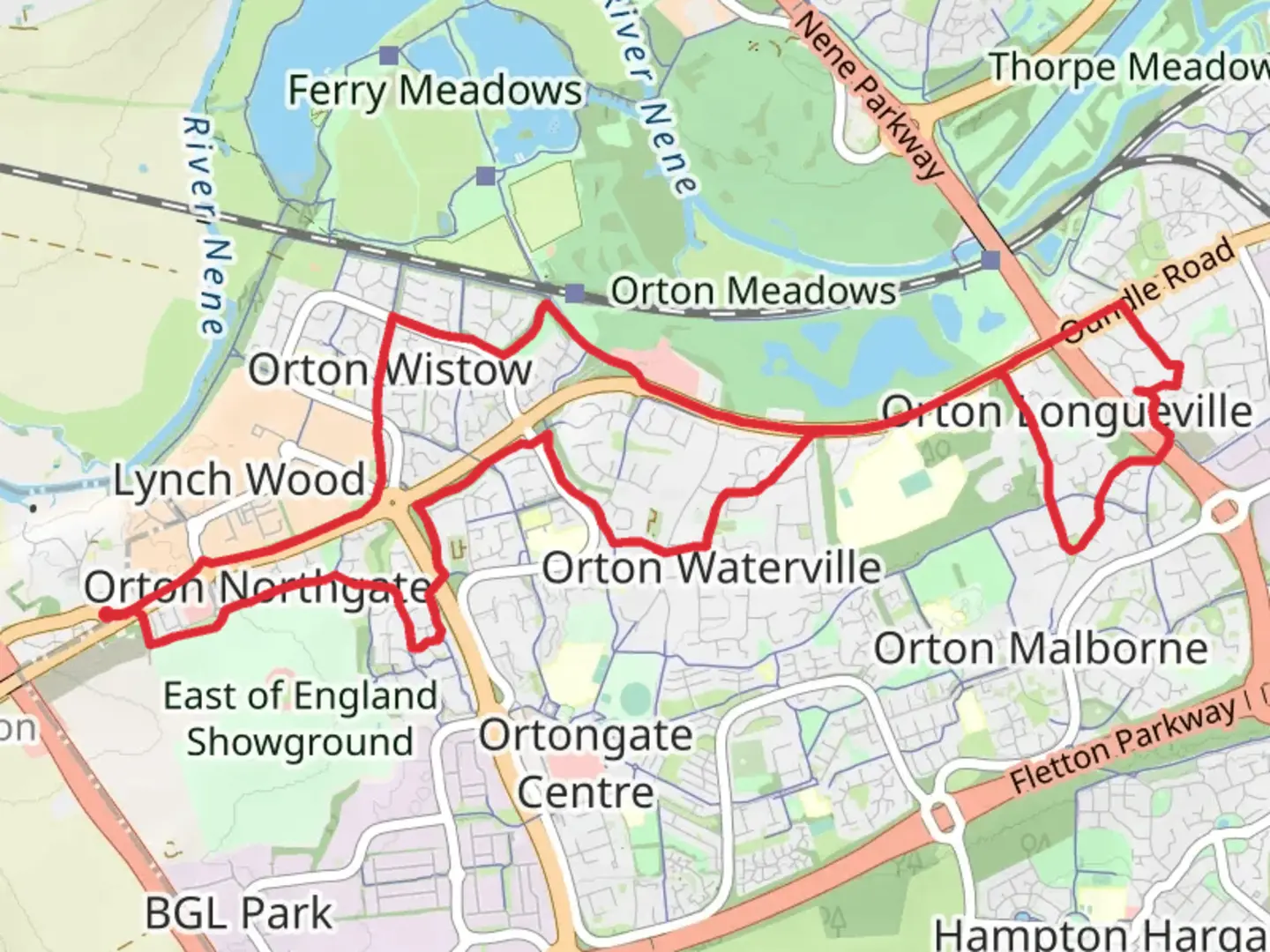 An image depicting the trail Orton Longueville Country Park Loop and its surrounding area.