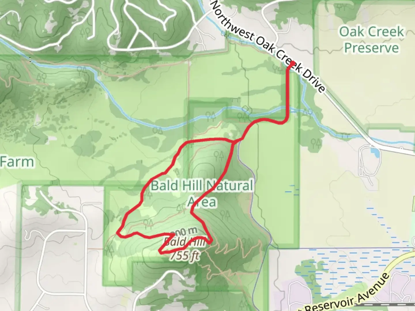 An image depicting the trail Bald Hill Loop via Oak Savanna Trail and its surrounding area.