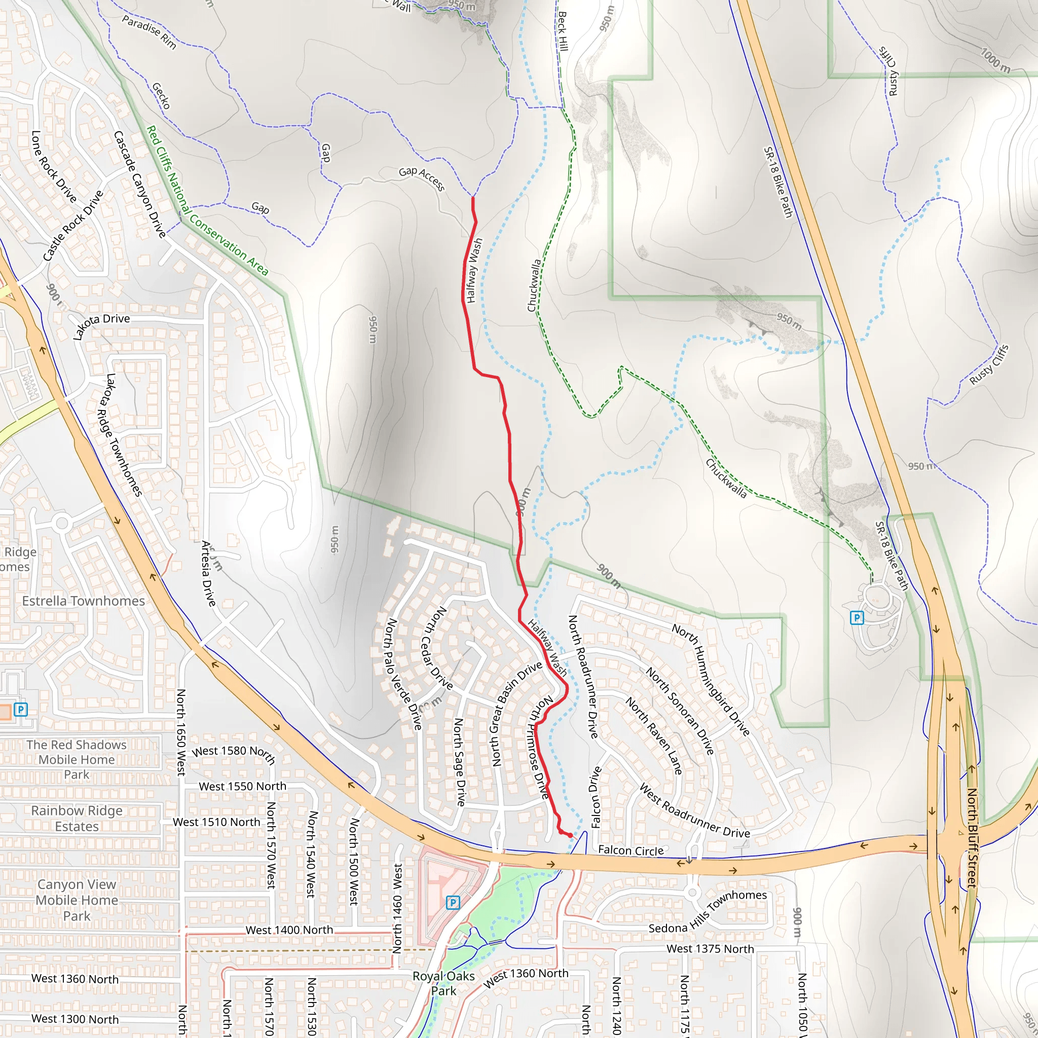 Halfway Wash Trail mobile static map