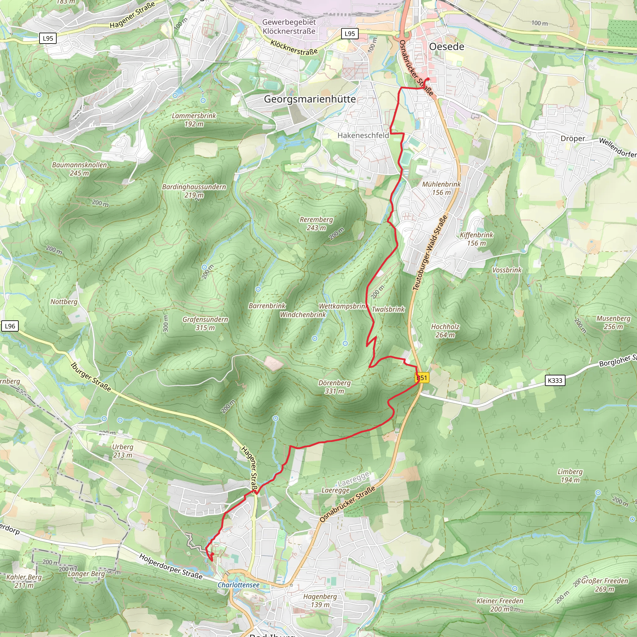 Oesede to Baumwipfelpfad Bad Iburg Walk mobile static map