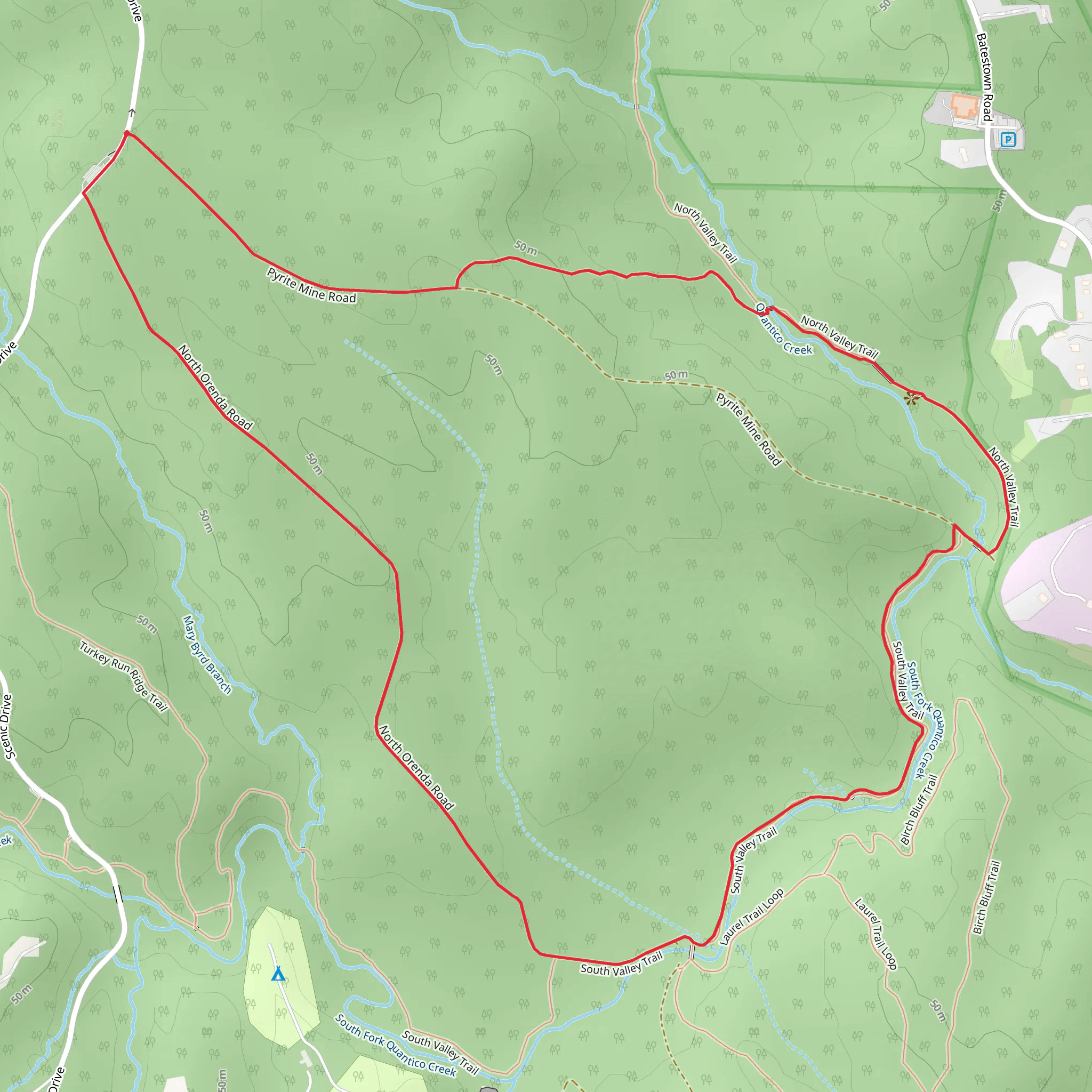 North and South Valley Trail and Cabin Branch Pyrite Mine Trail Loop mobile static map