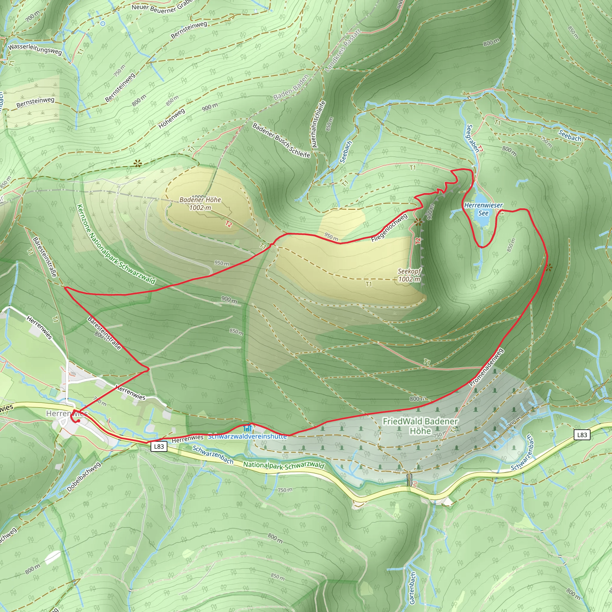 Heidenberg, Schifferwald and Herrenwieser See Loop mobile static map