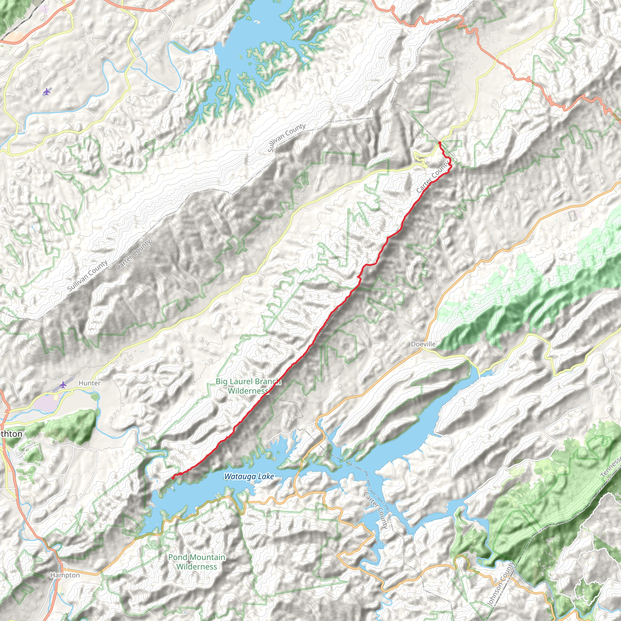 Forest Camp Site via Appalachian Trail to Wilbur Dam Road mobile static map