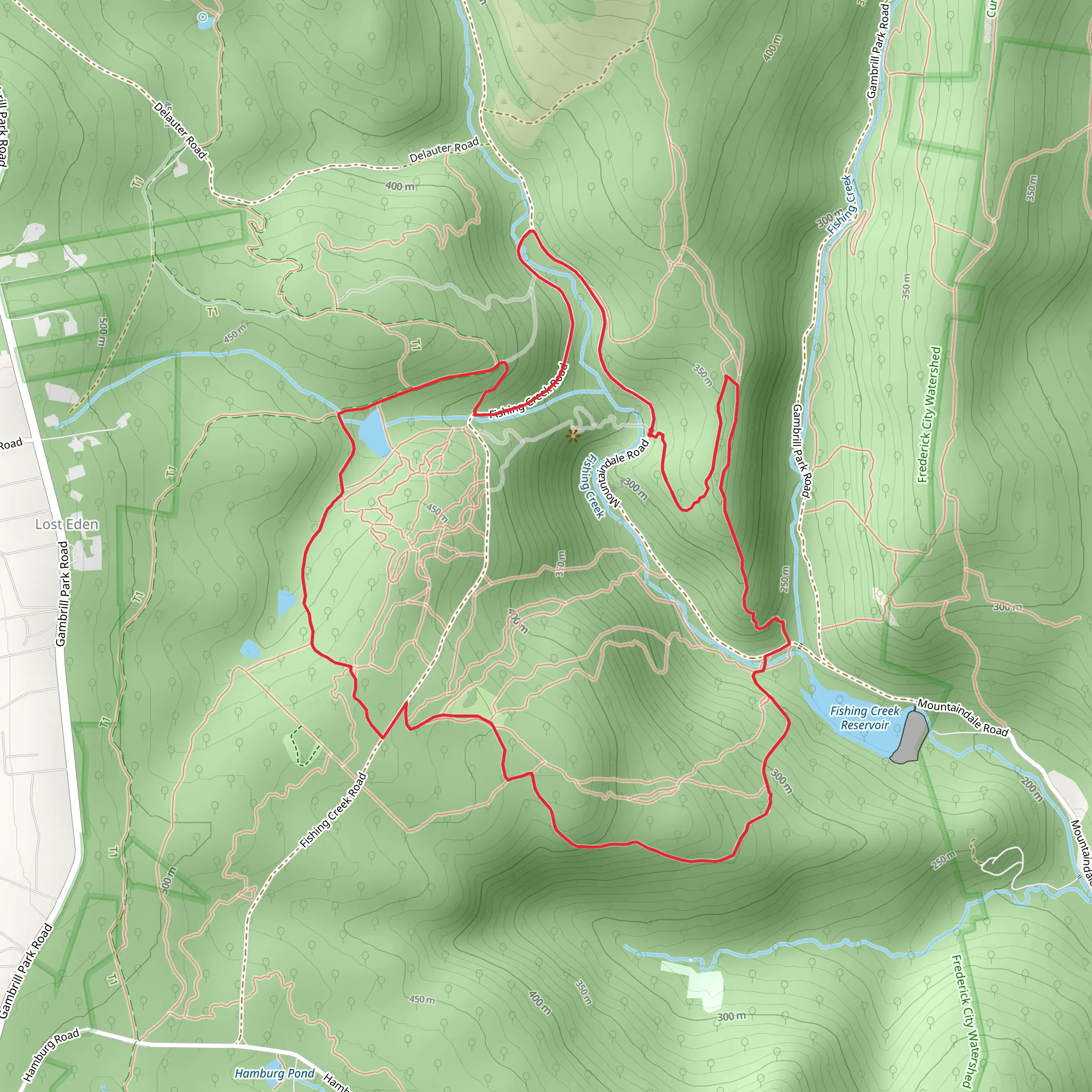Treegina, Wayne's Trail and Catoctin Trail mobile static map