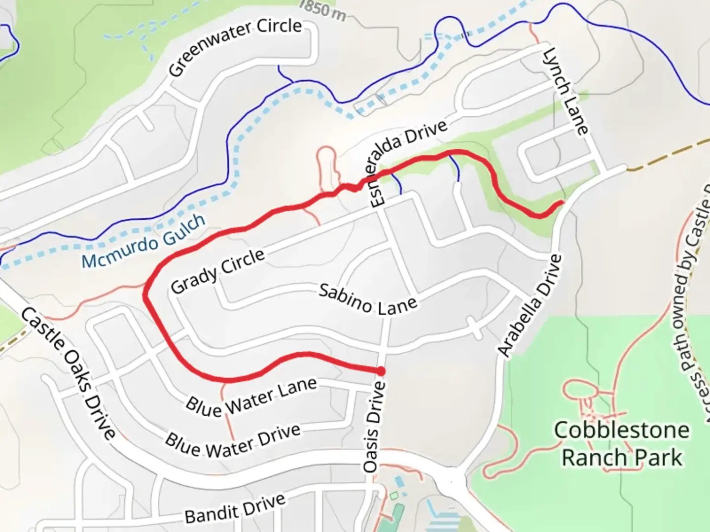 An image depicting the trail Walk beside Grady Circle and its surrounding area.