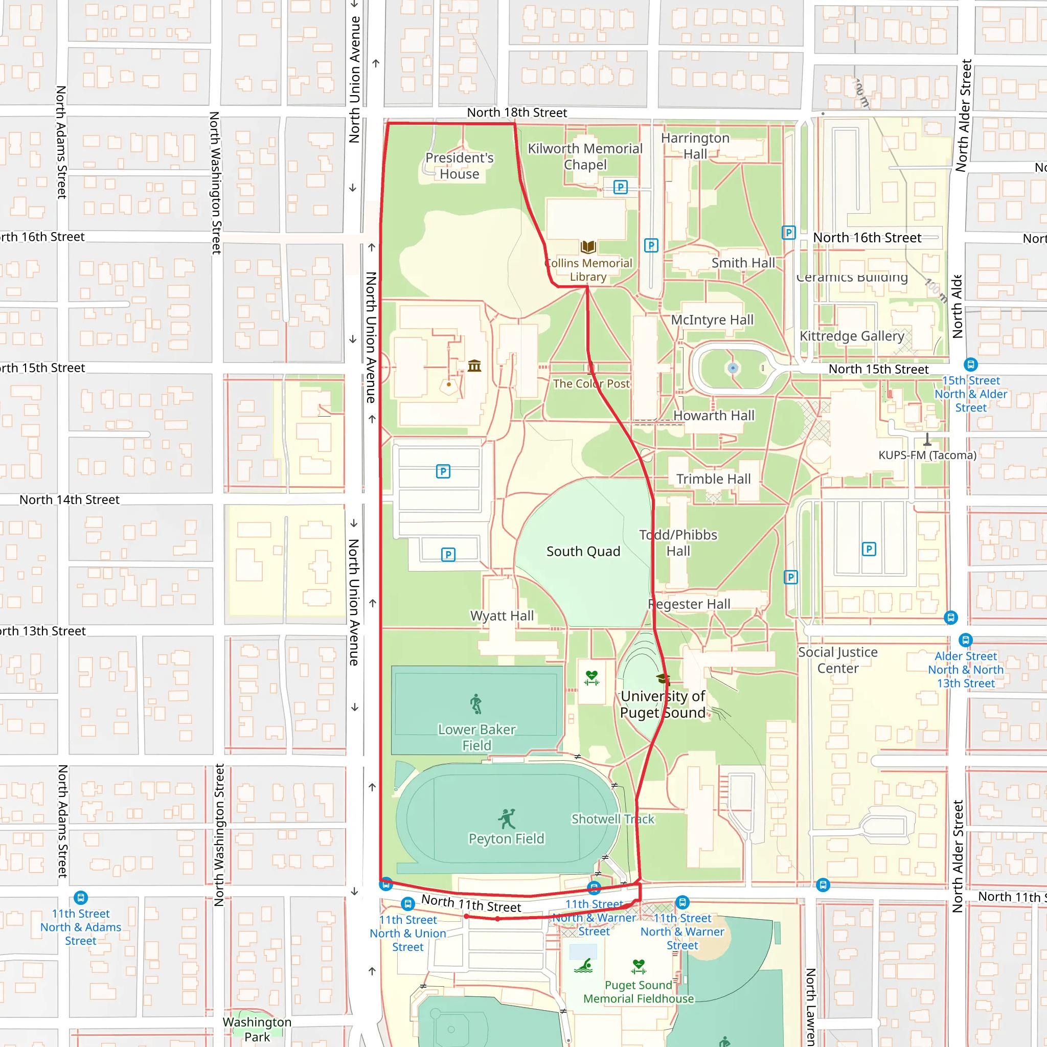 Lower Baker Field and President's Forest Loop mobile static map