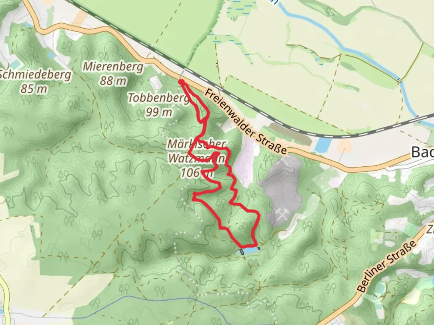 An image depicting the trail Teufelsee Kietze via Gipfelsturmer and its surrounding area.