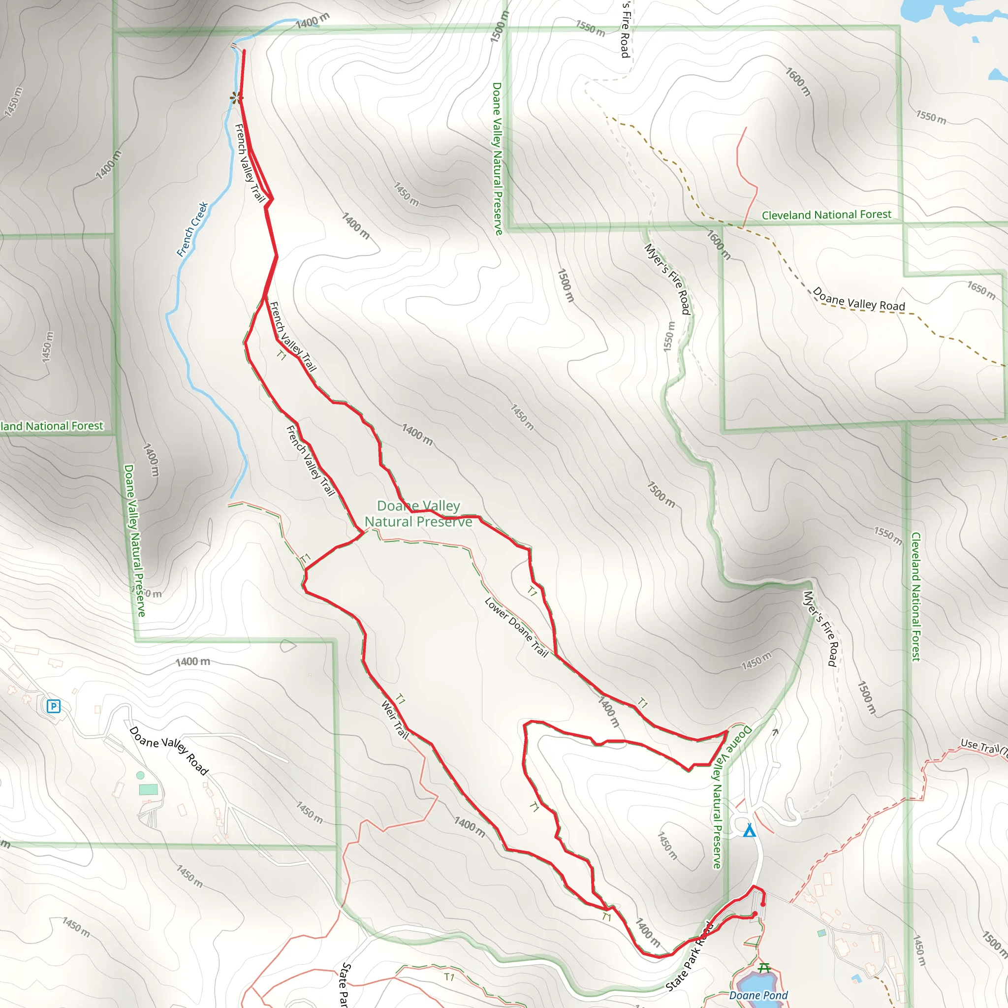 Doane Valley Nature Trail, Weir Trail and French Valley Trail Loop mobile static map