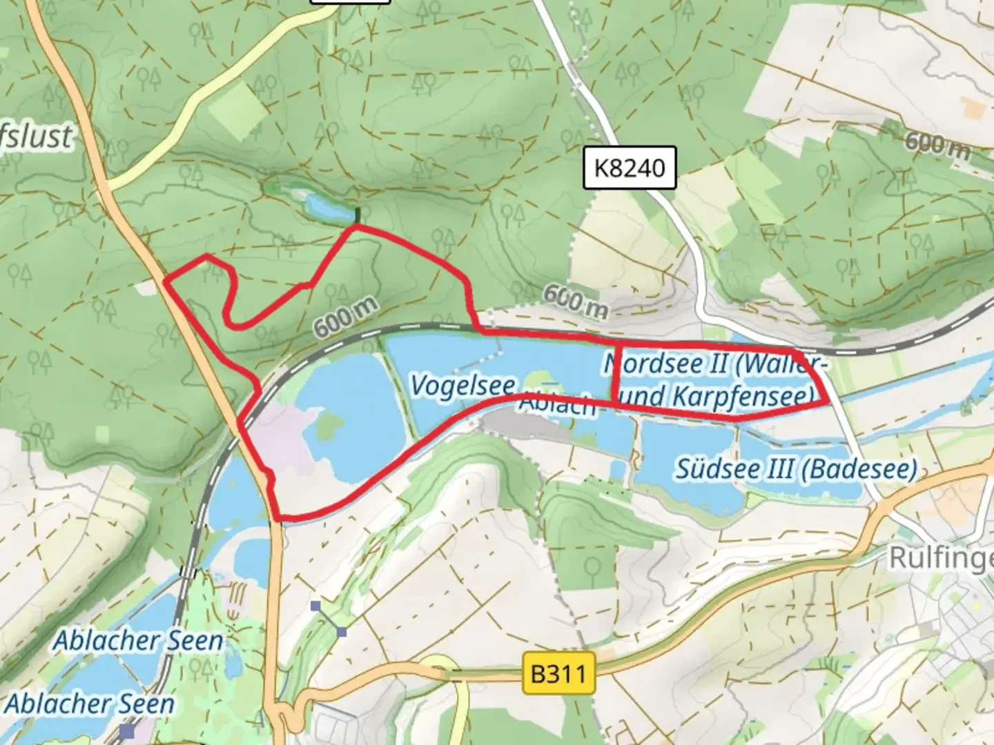 An image depicting the trail Nordsee II, Vogelsee and Steidlesee Loop and its surrounding area.