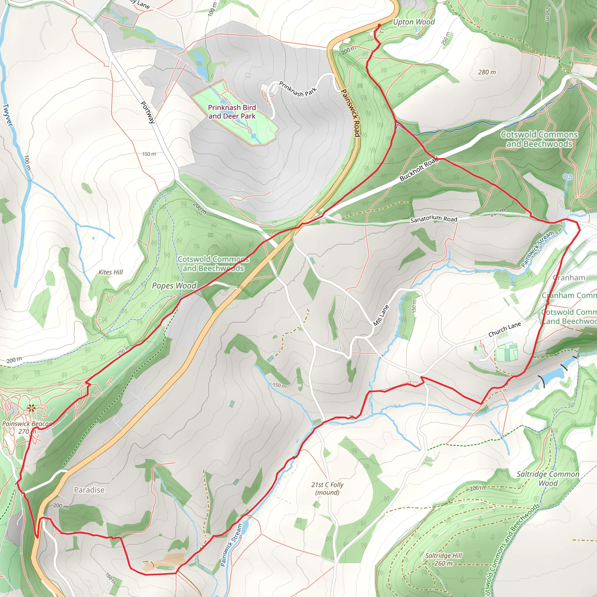 Cranham to Paradise mobile static map