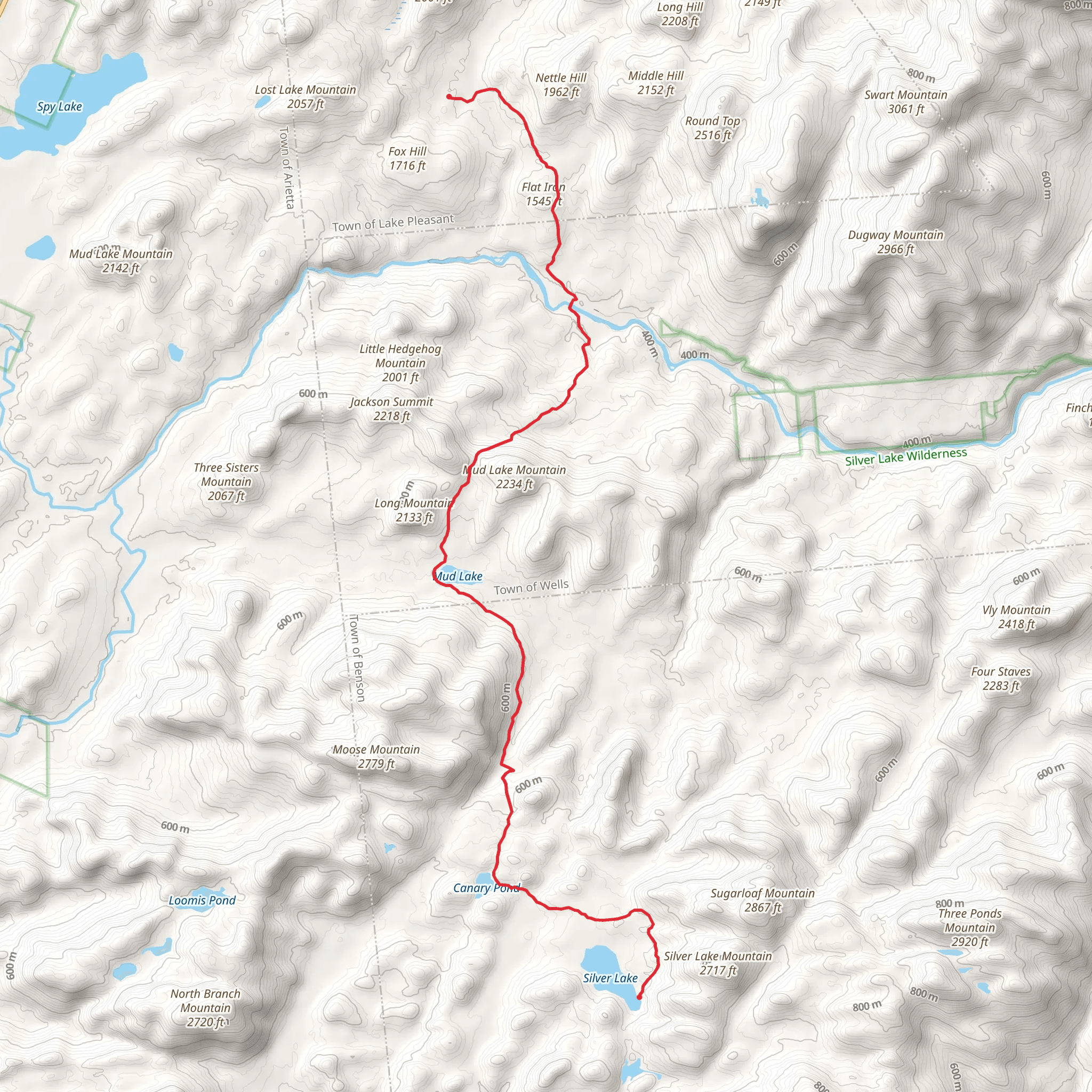 Mud Lake Trail from Silver Lake mobile static map