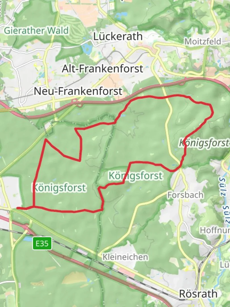 An image depicting the trail Konigsforst Loop - Cologne and its surrounding area.