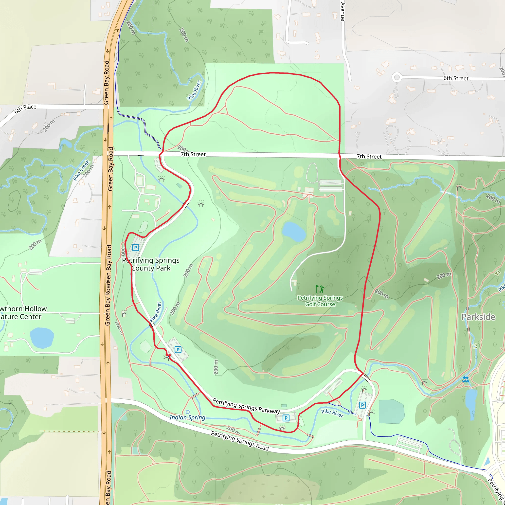 Petrifying Springs County Park Loop mobile static map