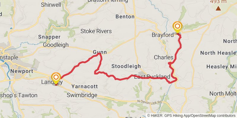 Macmillan Way West - Castle Cary to Barnstaple stage 8 Map