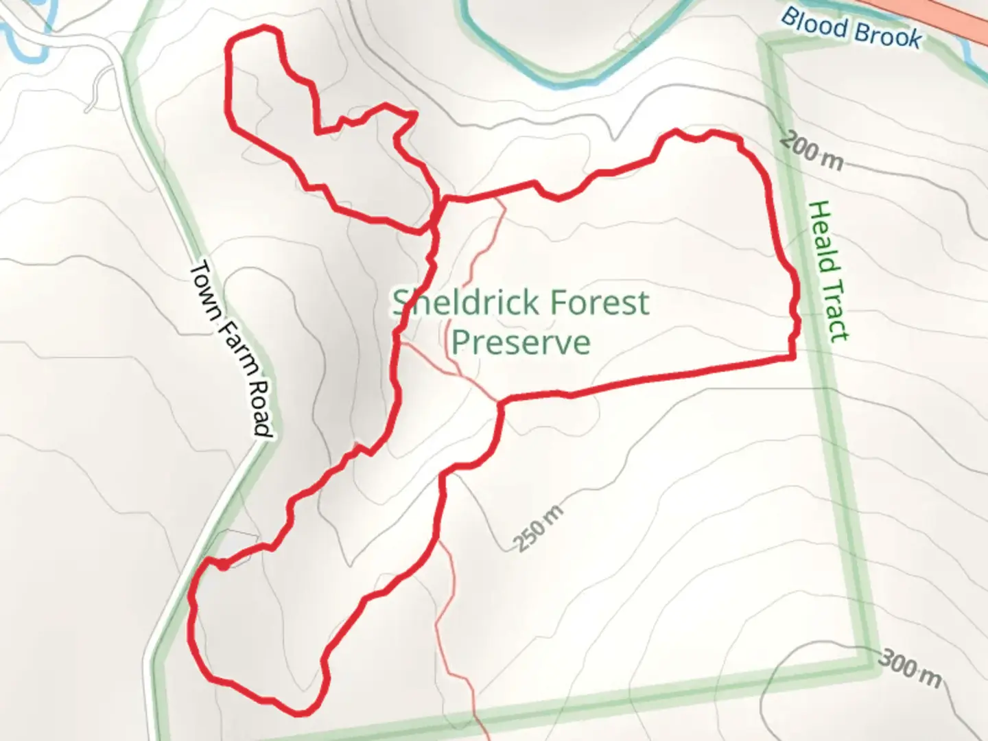 An image depicting the trail Swift Way and Helen's Path Loop and its surrounding area.