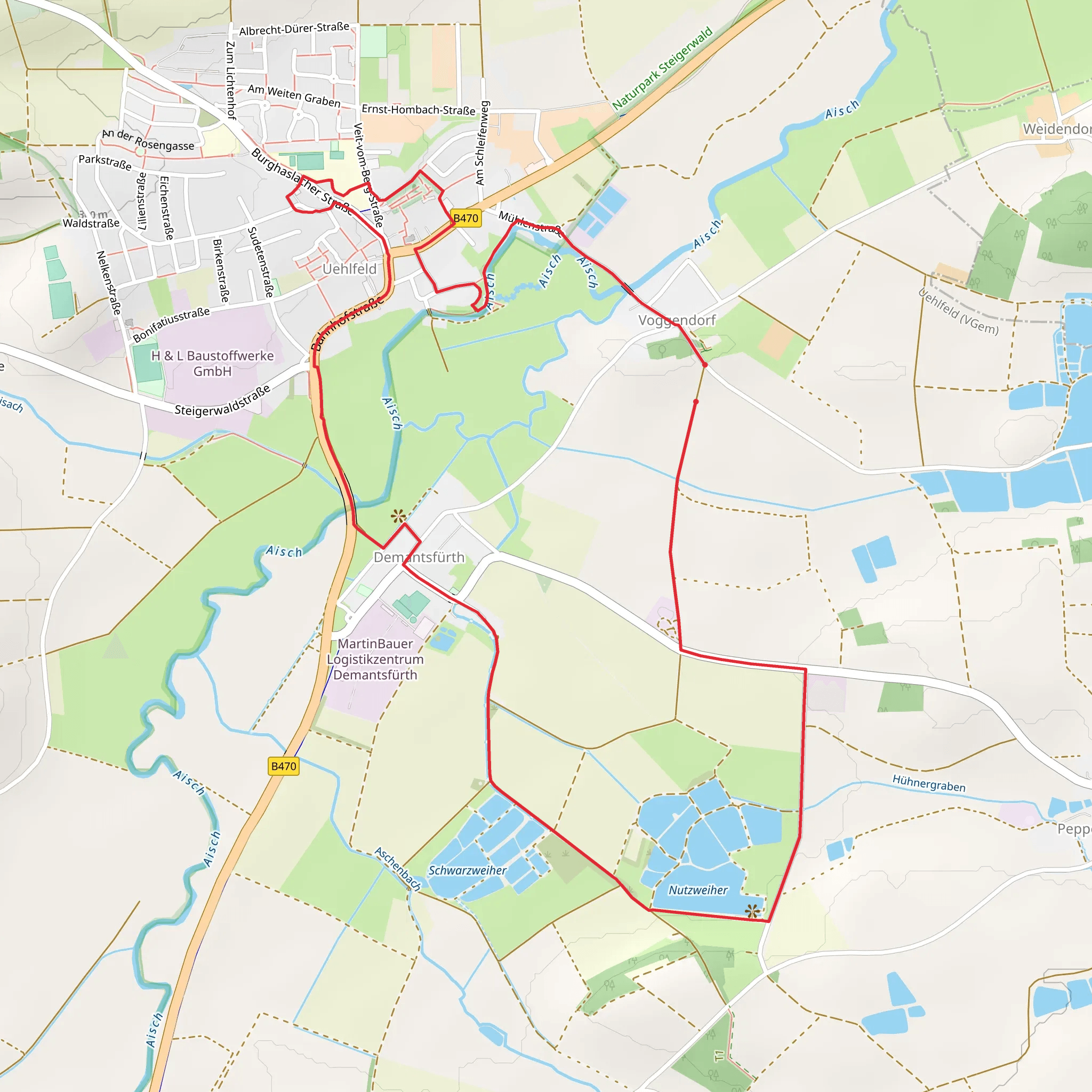 Voggendorf, Nutzweiher and Demantsfurth Loop mobile static map