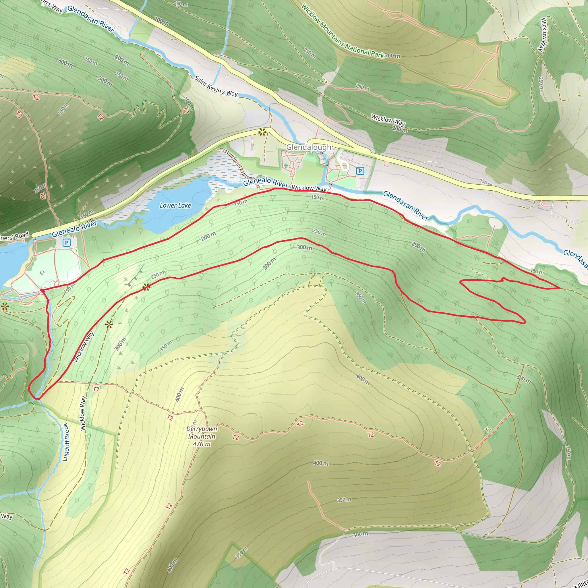 Derrybawn Woodland Trail - Glendalough mobile static map