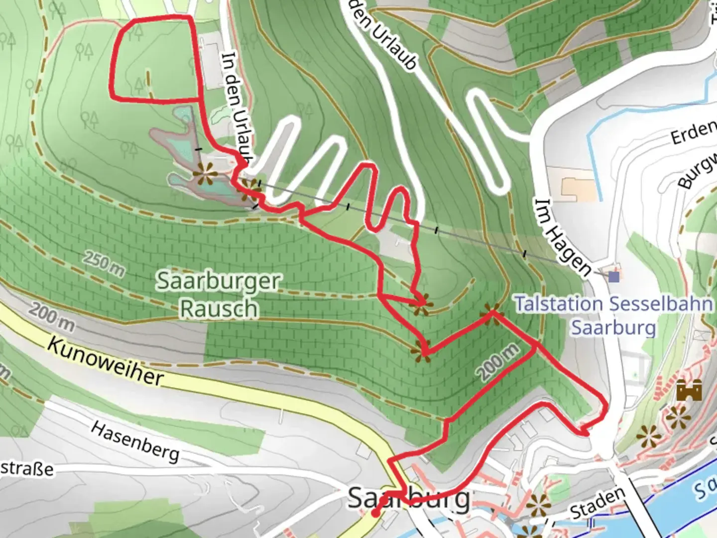 An image depicting the trail Uber der der Stadt and its surrounding area.