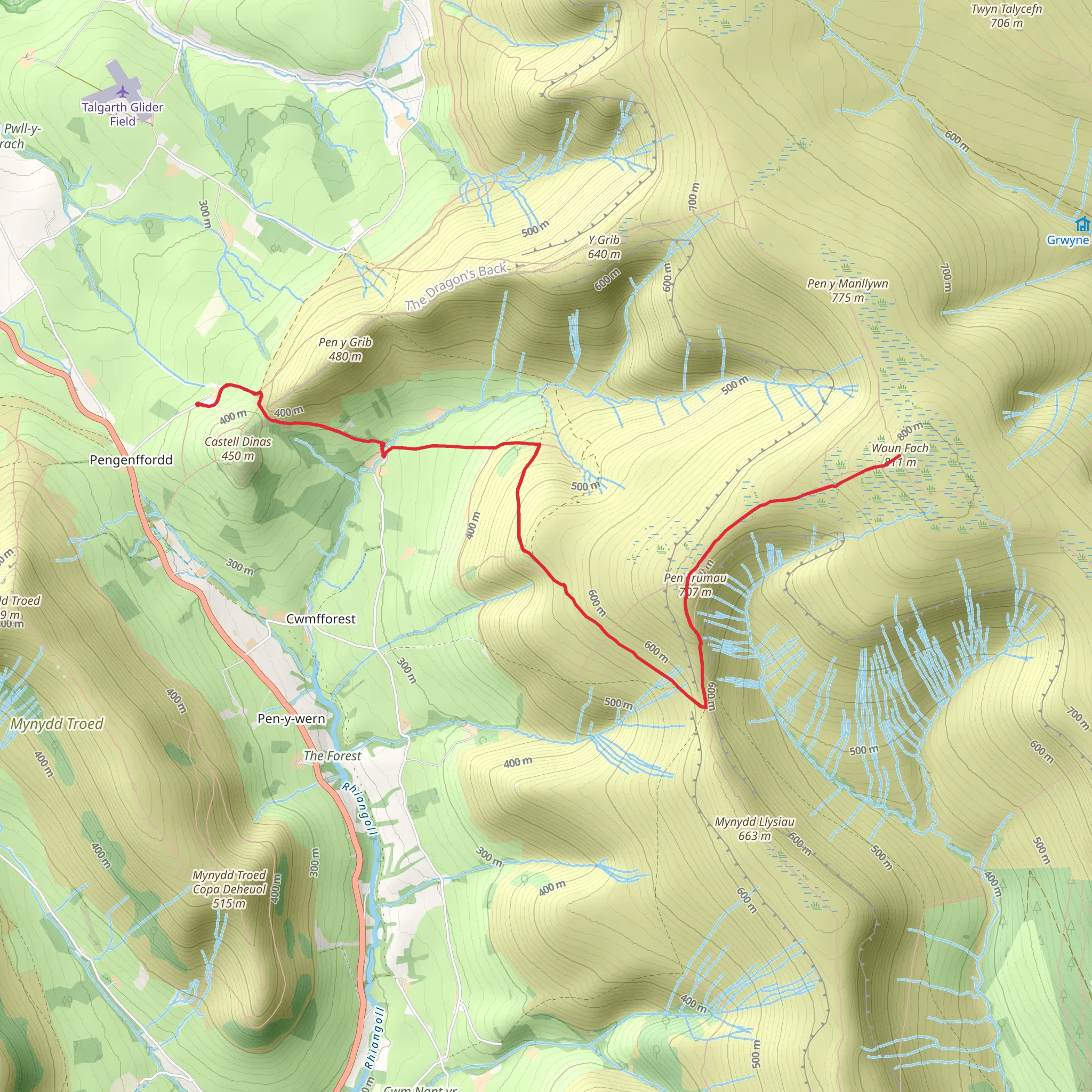 Waun Fach Walk mobile static map