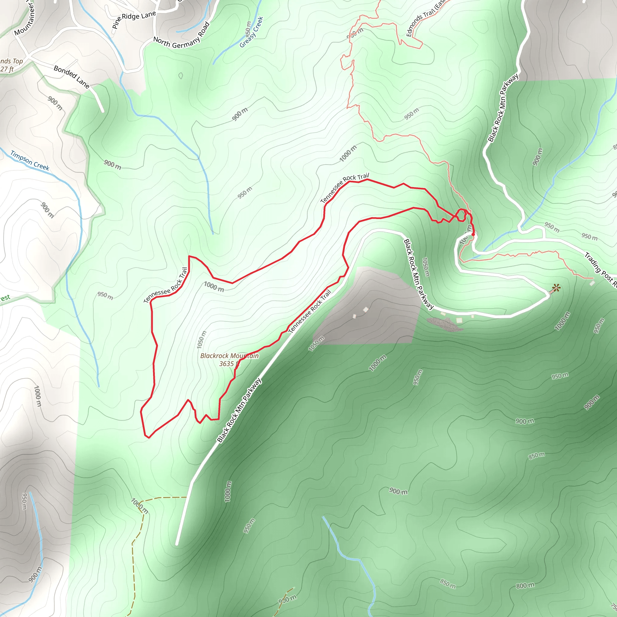Blackrock Mountain - Tennessee Rock Loop Trail mobile static map