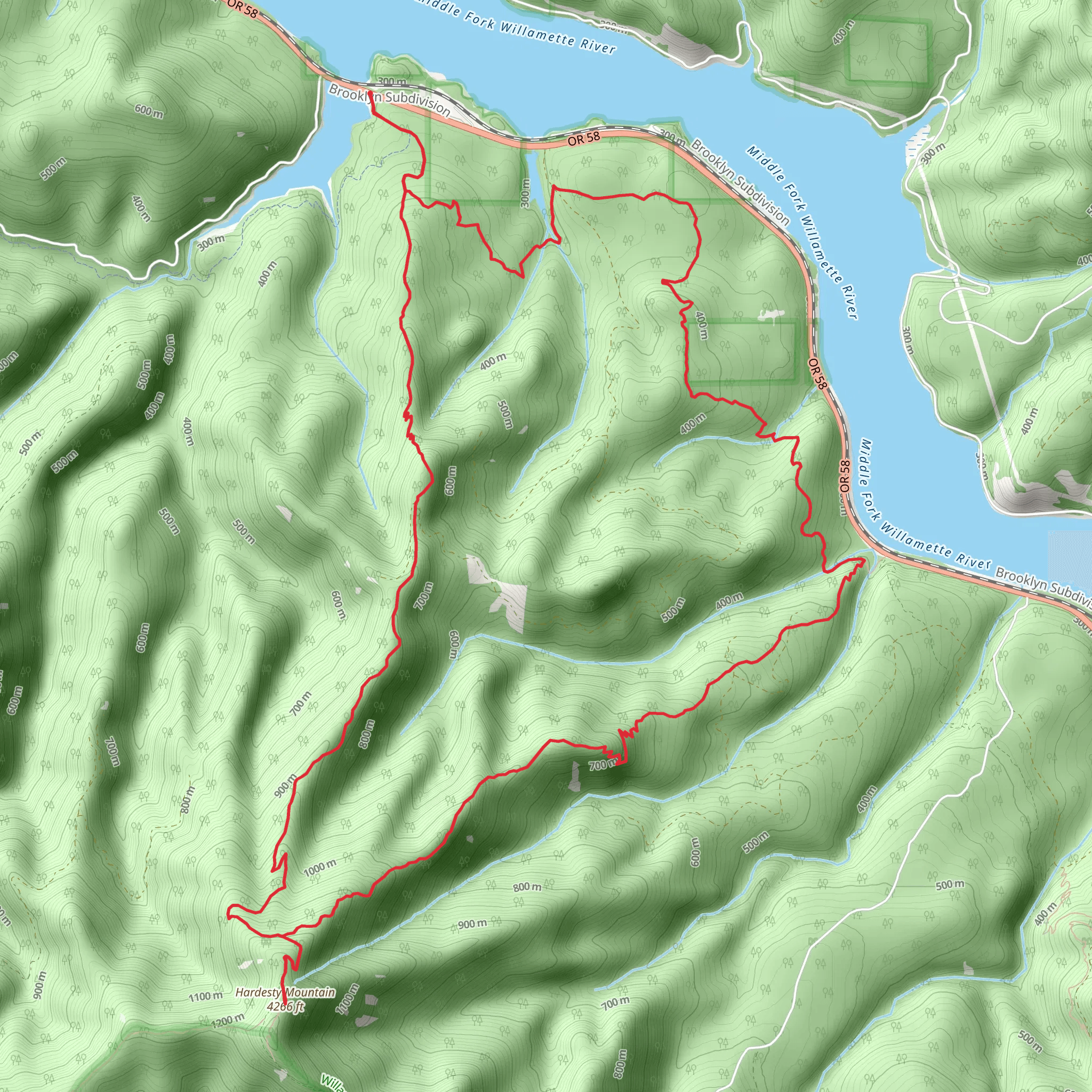 Hardesty Mountain Loop Trail mobile static map