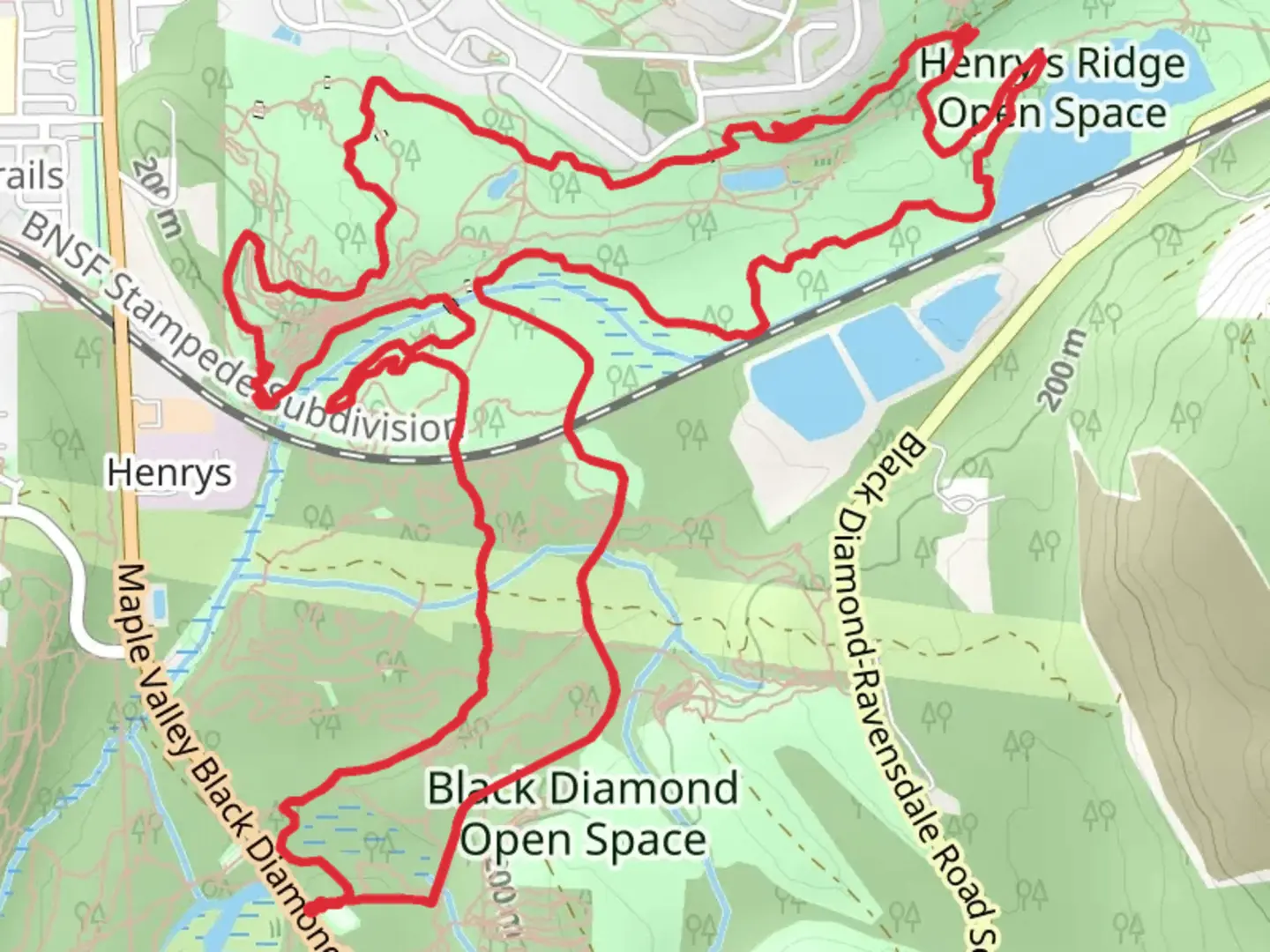An image depicting the trail Route 66 Loop and its surrounding area.