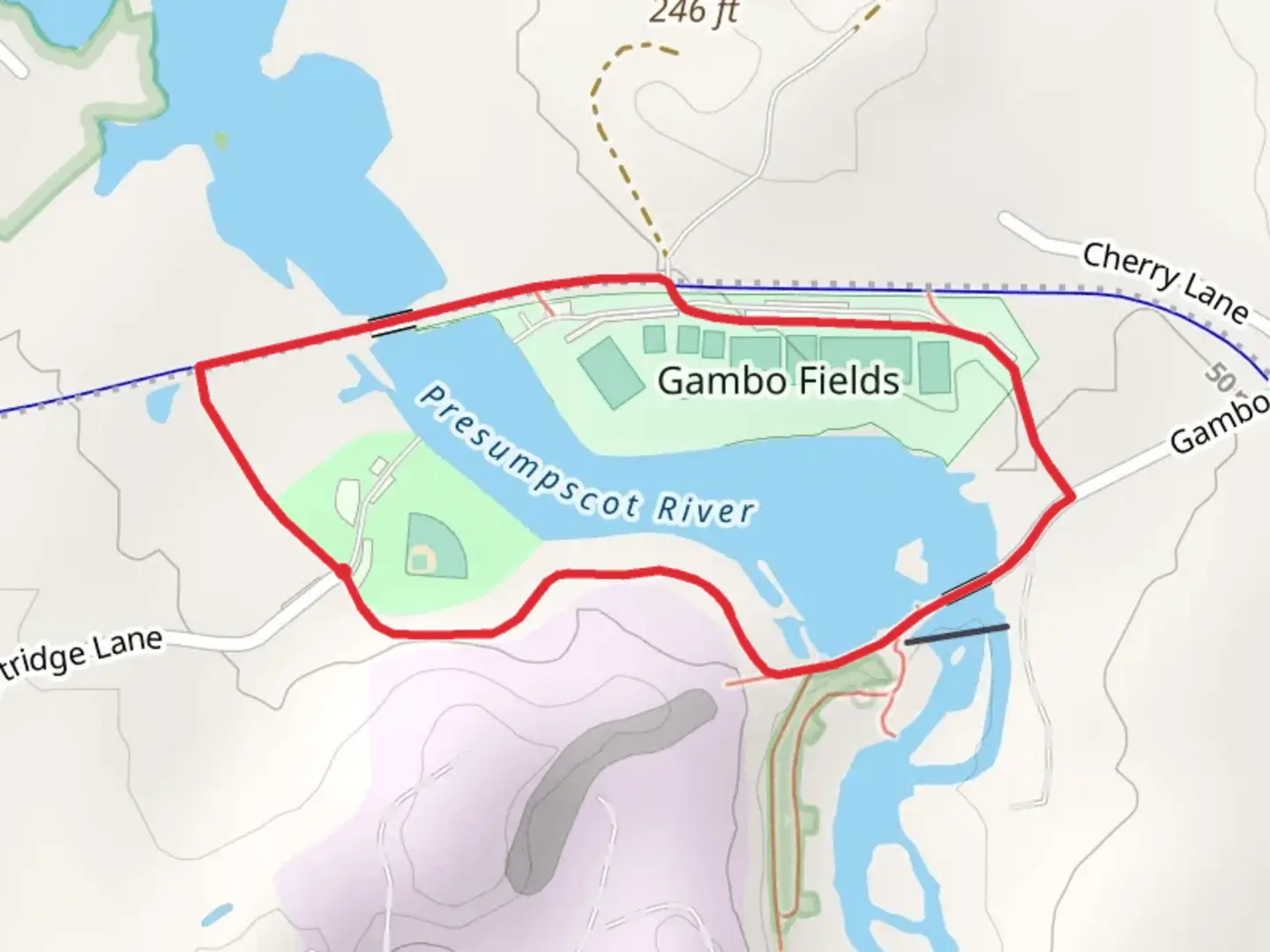 An image depicting the trail Presumpscot River Trail Loop and its surrounding area.