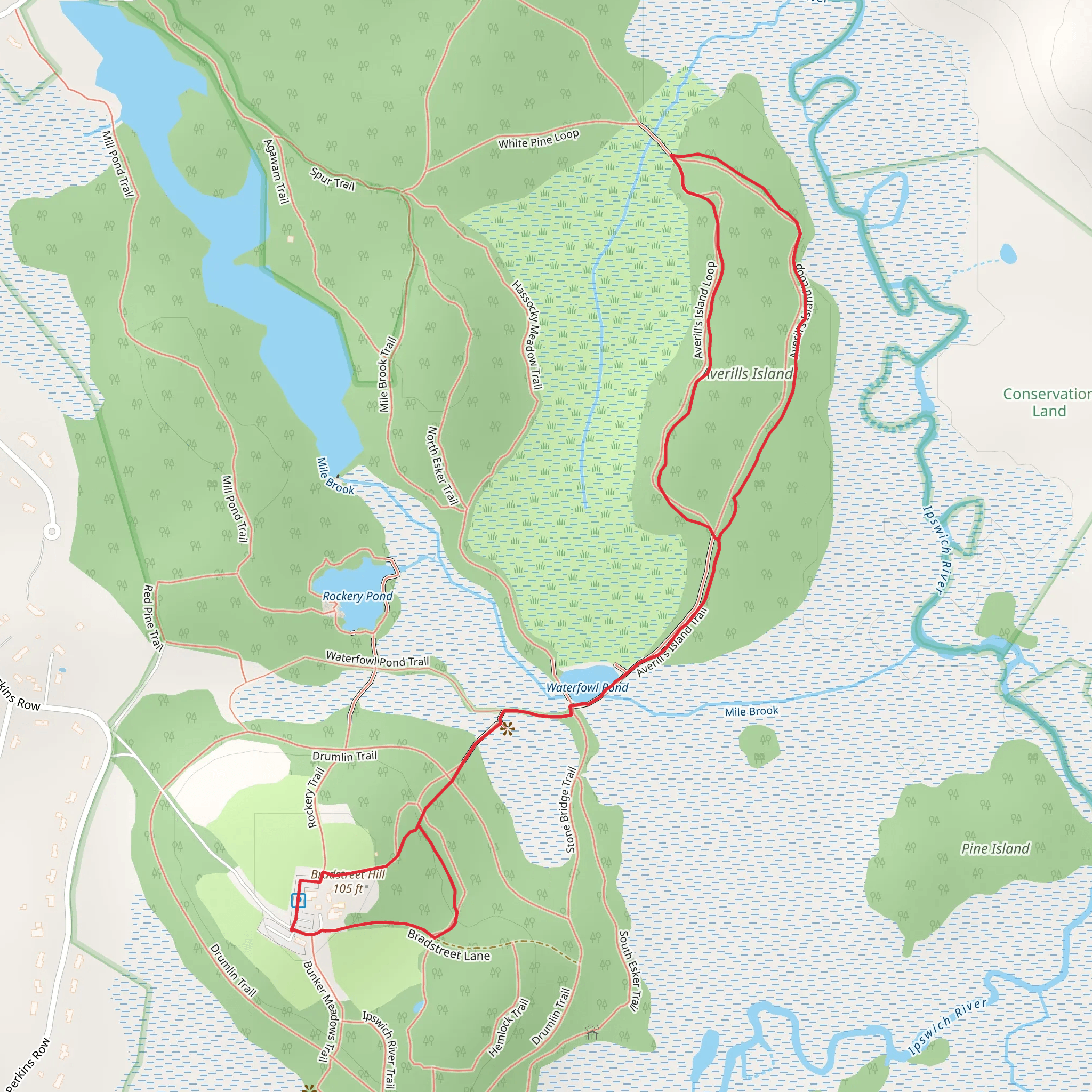Averill's Island Loop Trail and Innermost Trail Loop mobile static map