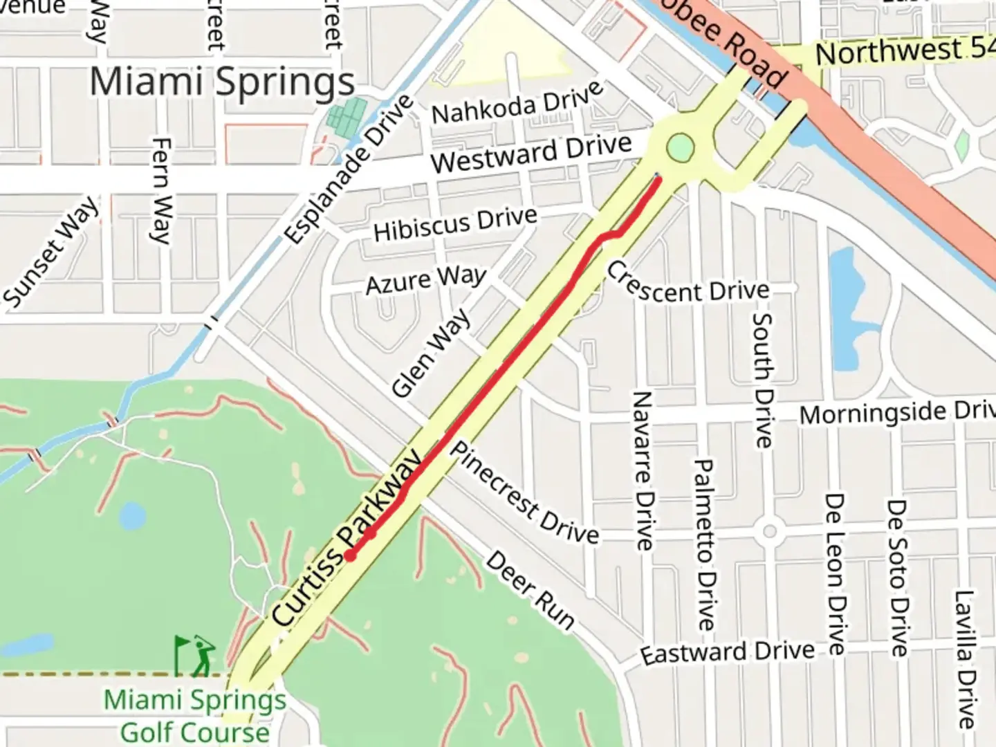 An image depicting the trail Curtiss Parkway and its surrounding area.