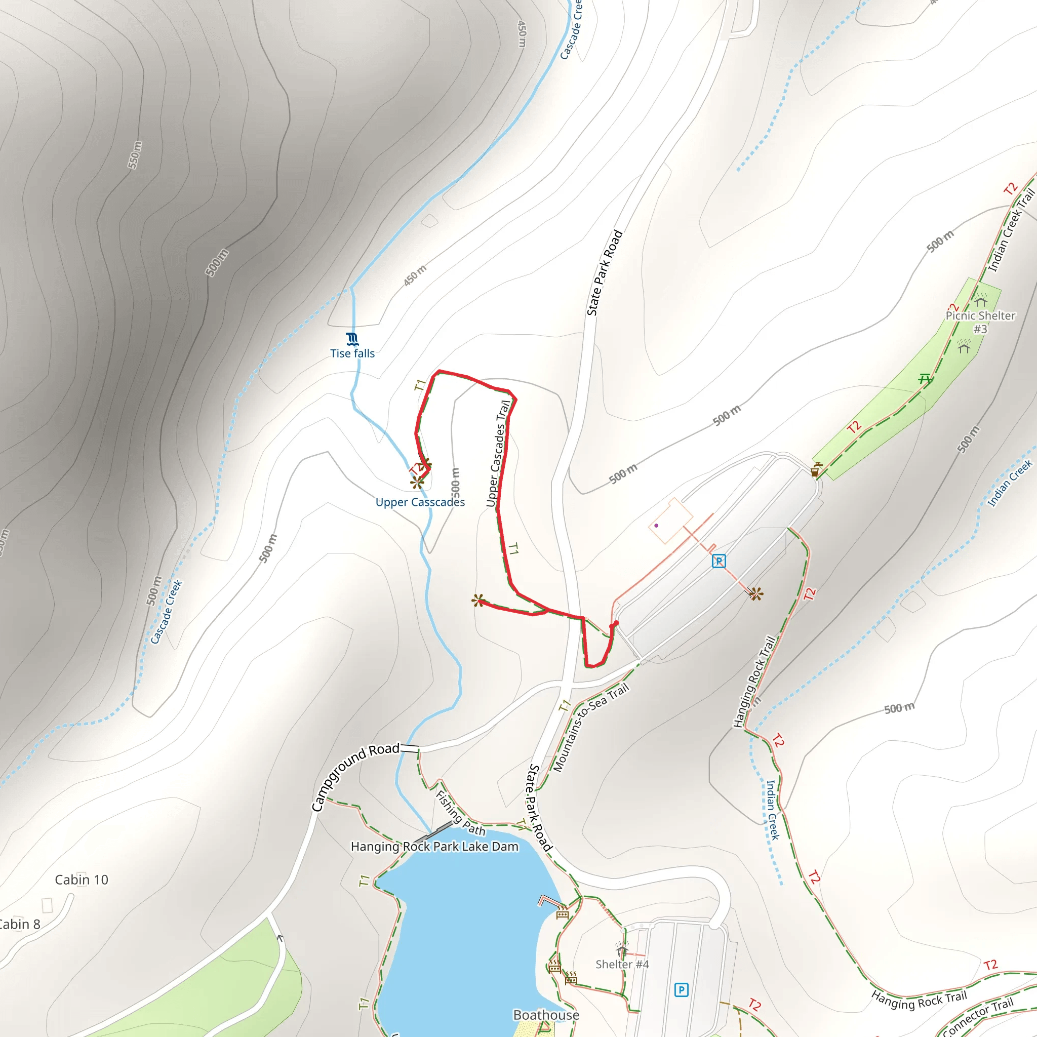 Upper Casscades and Rock Garden Trail mobile static map