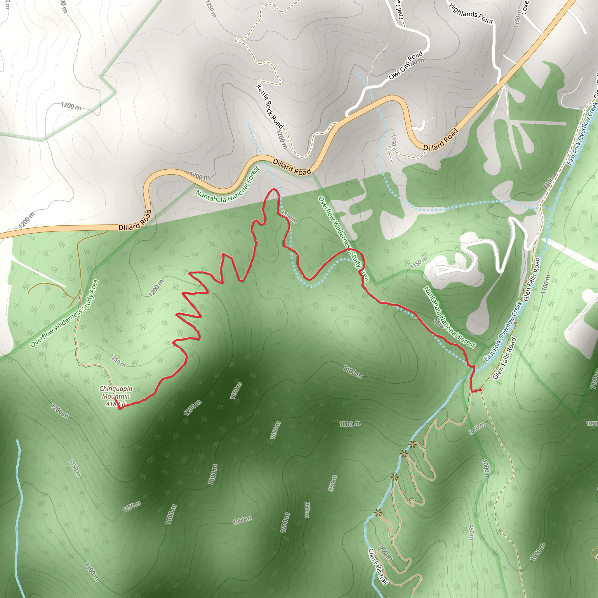 Chinquapin Mountain Trail mobile static map