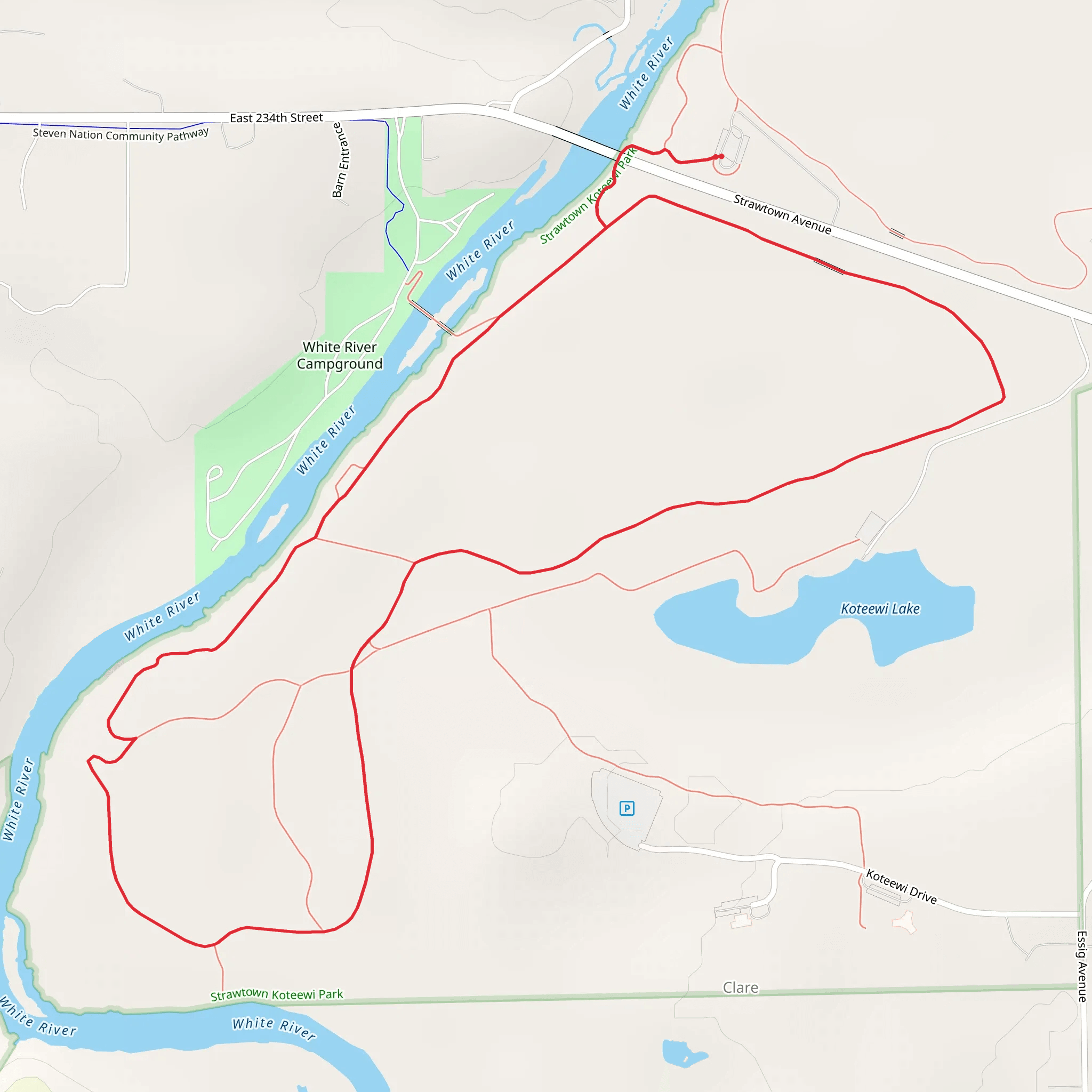 Loop beside White River - Strawtown Avenue mobile static map
