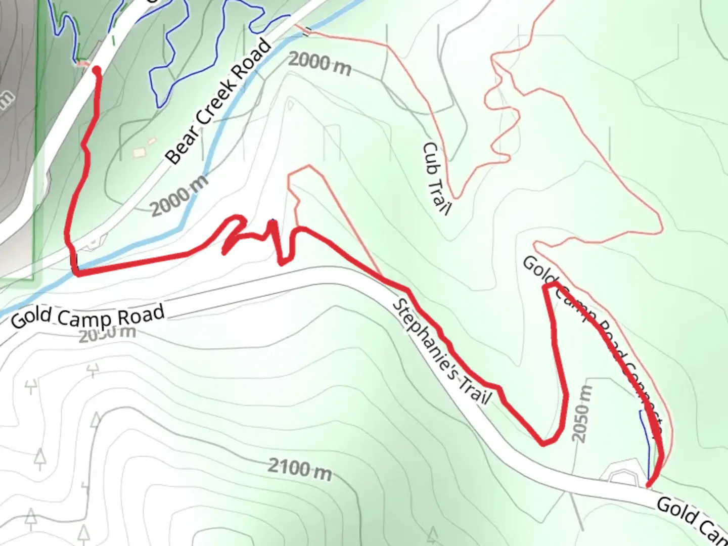 An image depicting the trail Stephanie's Trail and its surrounding area.