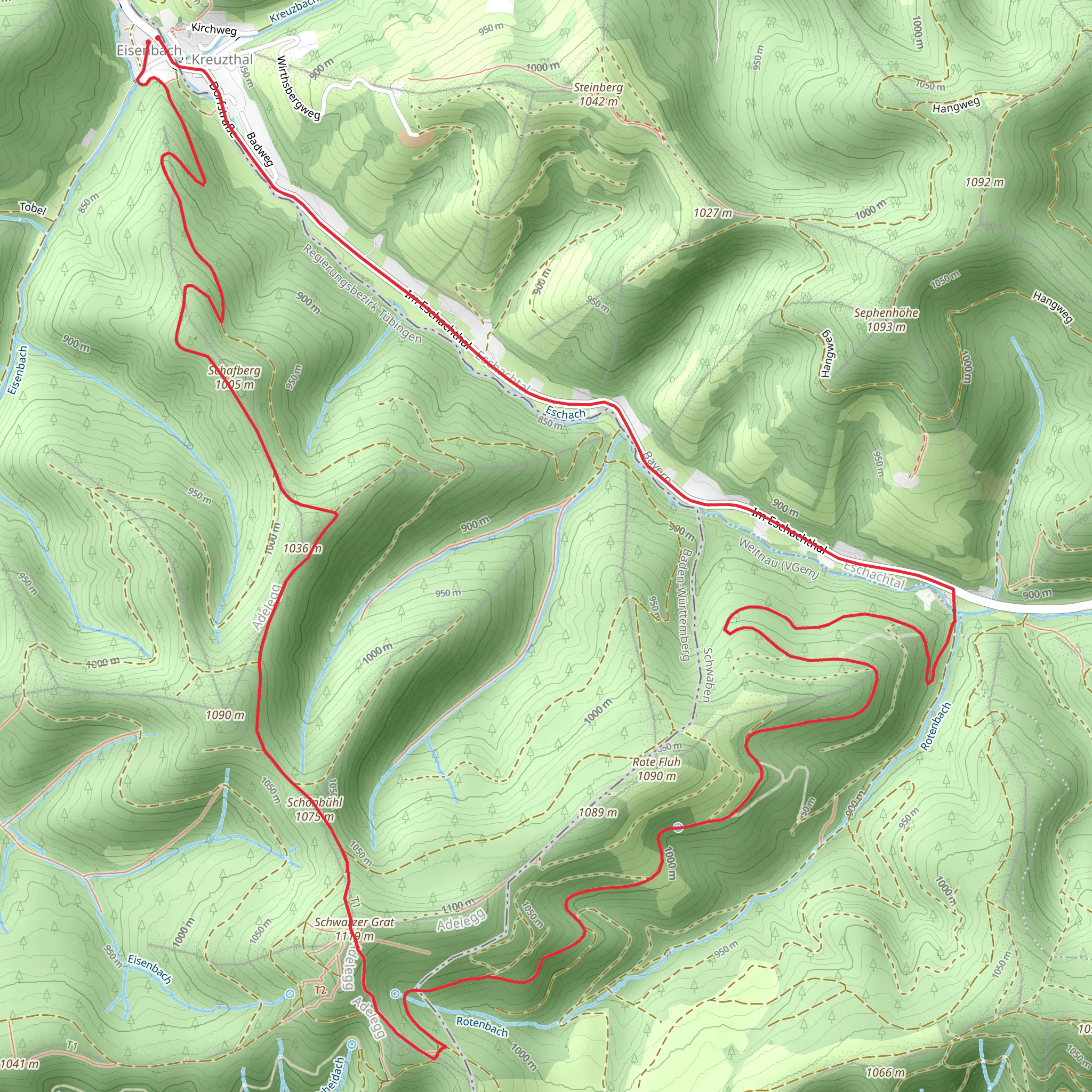 Schalberg and Schwarzer Grat via Adelegg Wandergebiet mobile static map