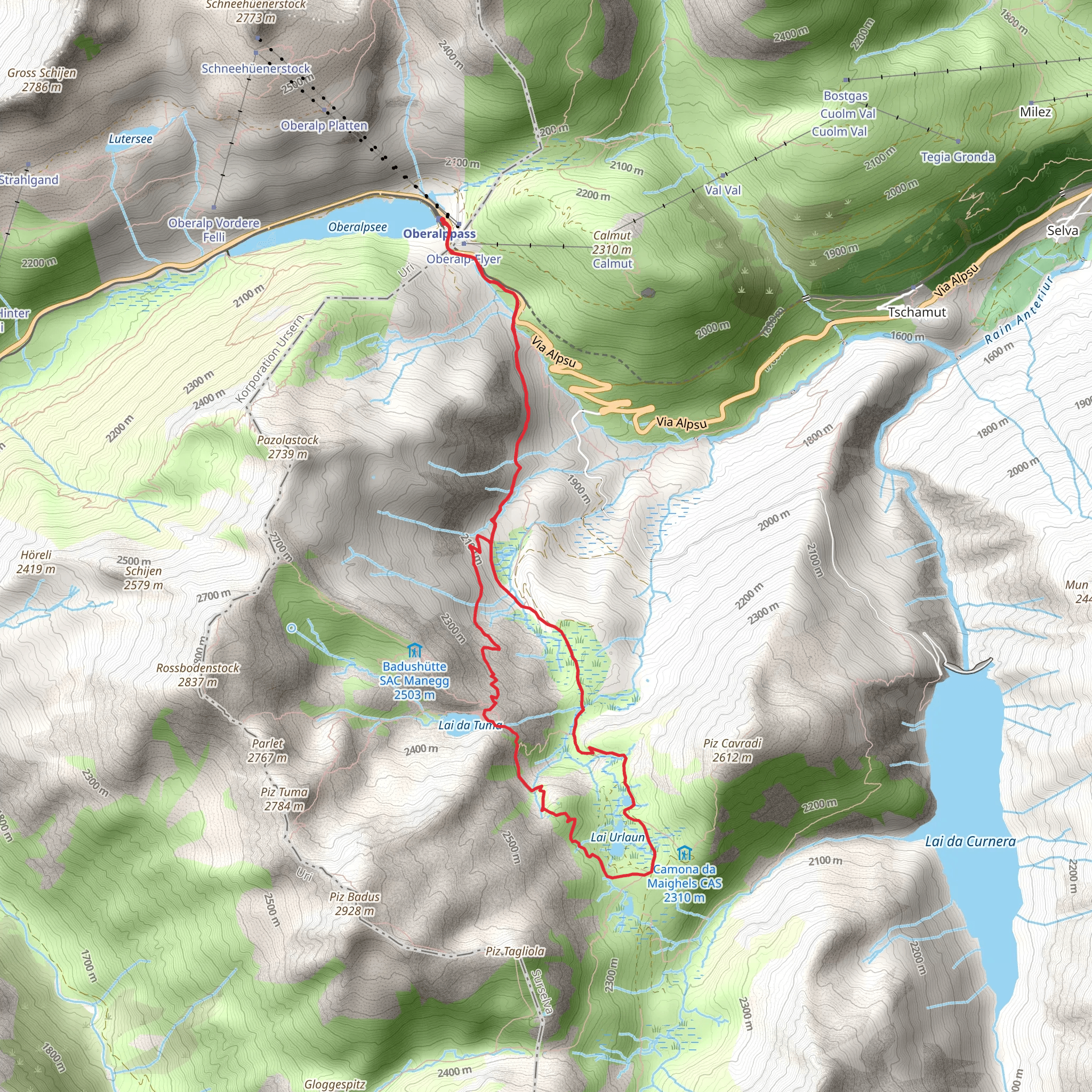 Lake Toma - Source of the Rhine mobile static map