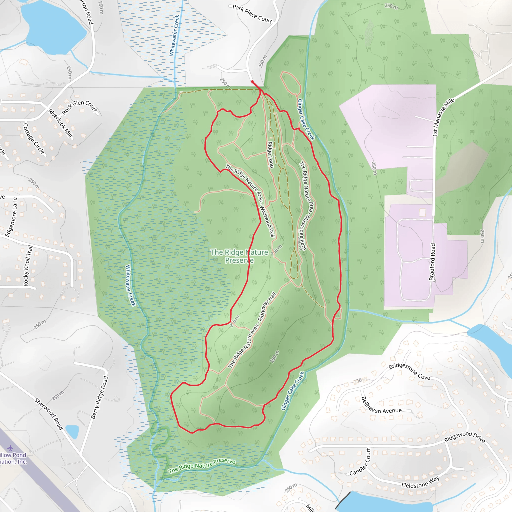 Gingercake, Muscodine and Whitewater Loop Trail - The Ridge Nature Area mobile static map