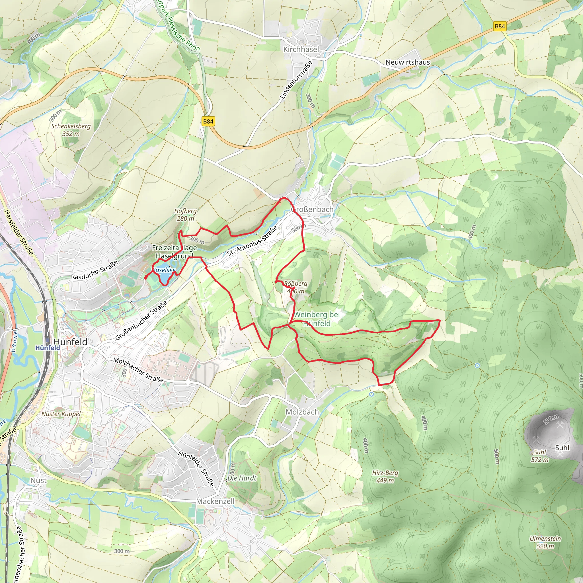 Haselsee and Hofberg via Extratour Weinberg mobile static map
