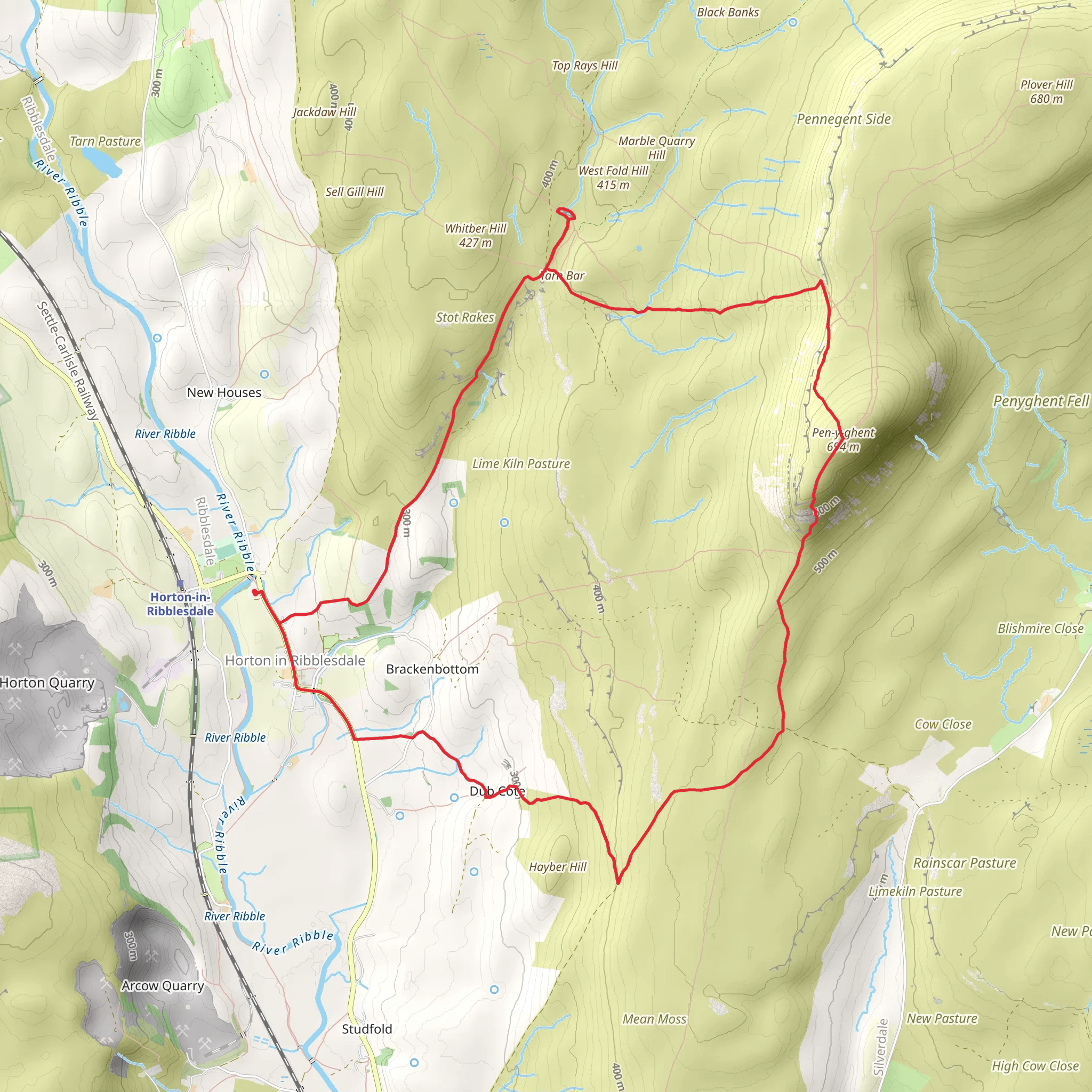 Tarn Bar and Pen-y-ghent Loop mobile static map