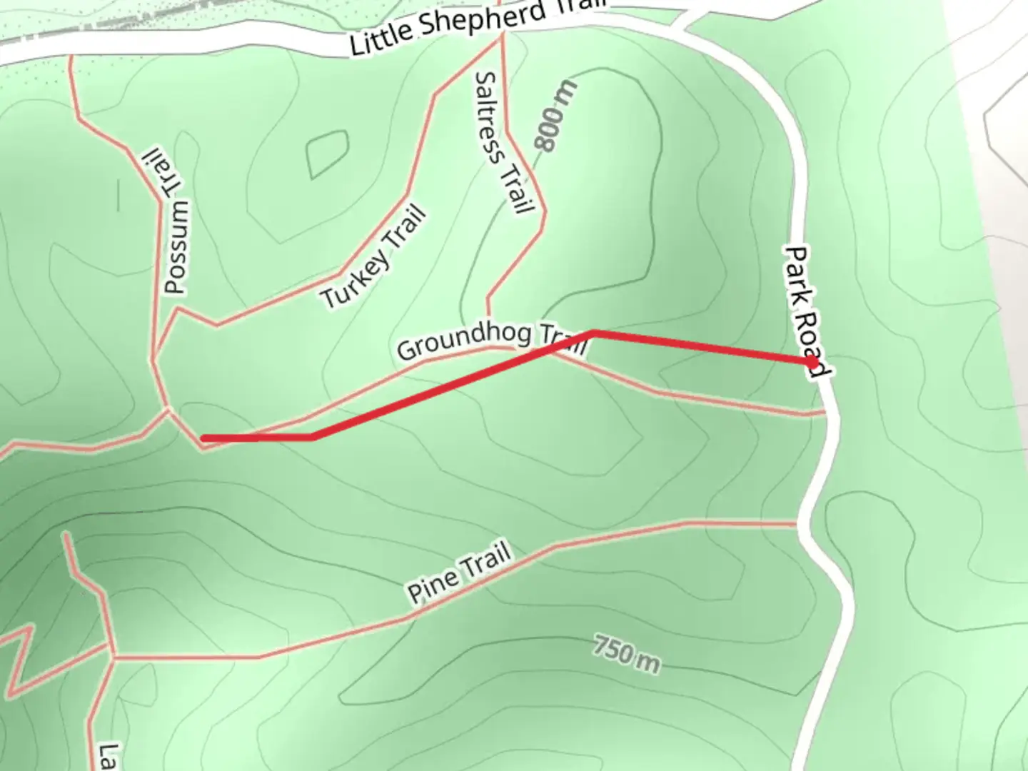 An image depicting the trail Groundhog Trail and its surrounding area.