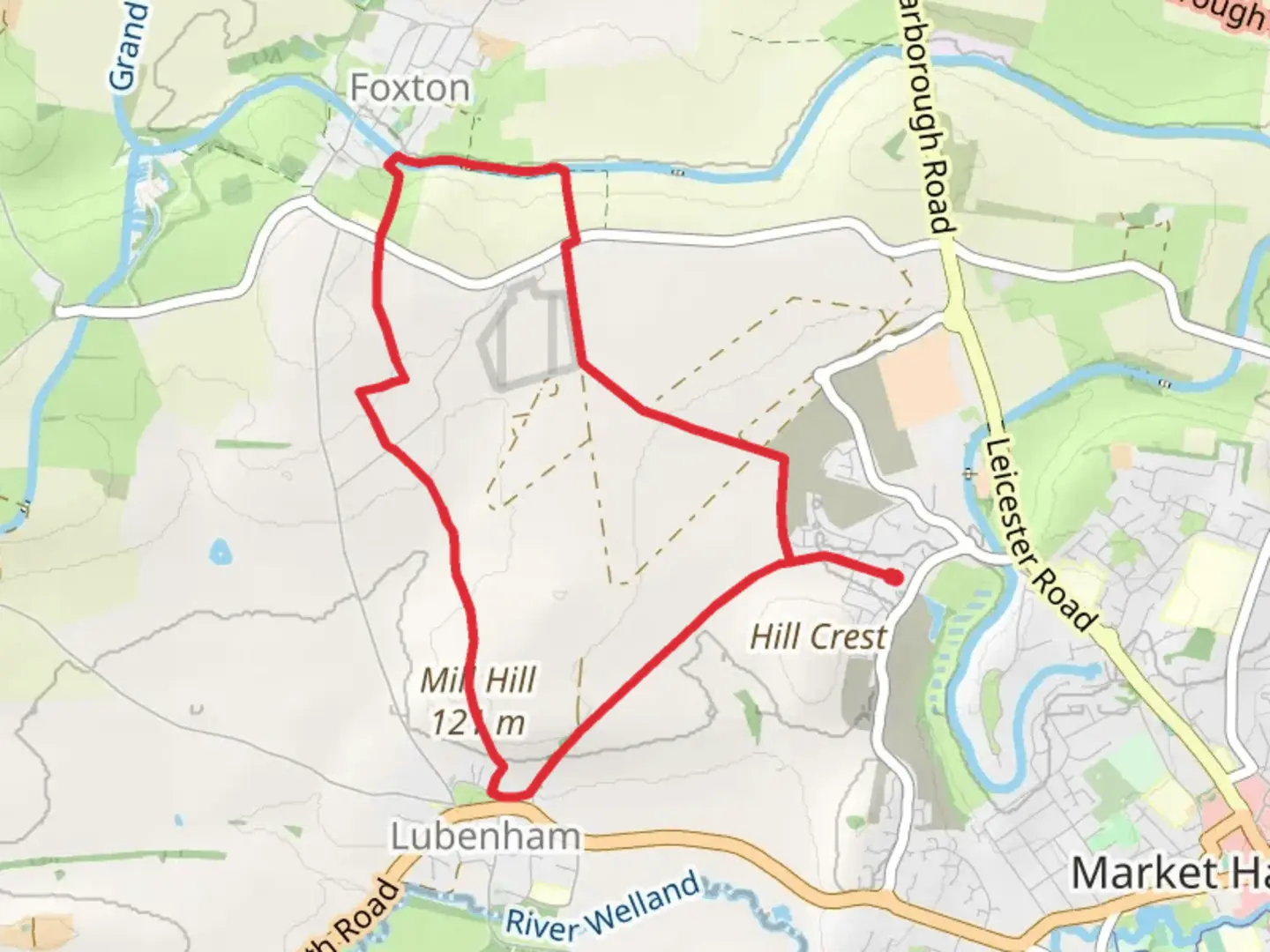 An image depicting the trail Gartree and Mill Hill Loop and its surrounding area.